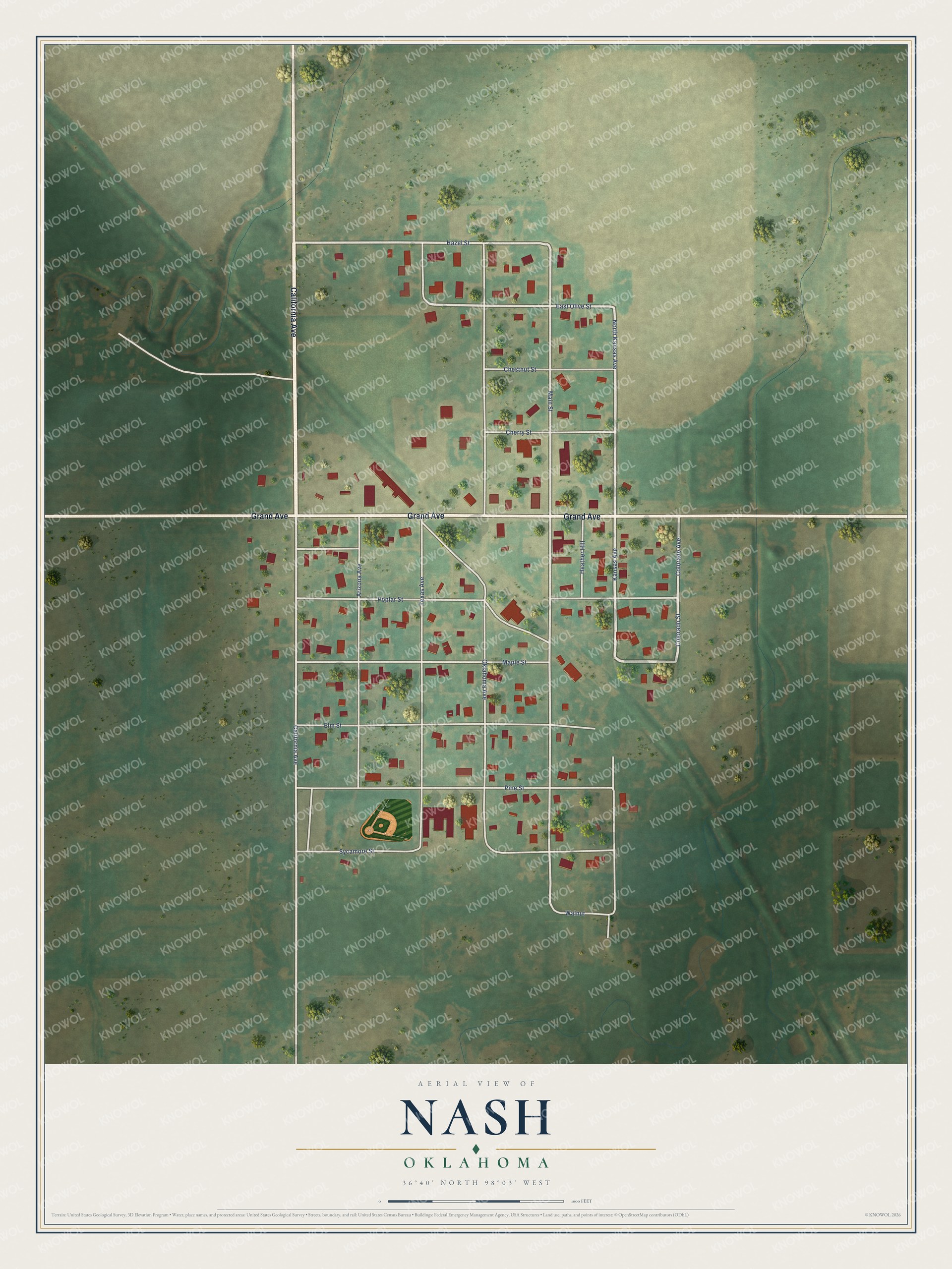 Watermarked full-map preview of Nash, Oklahoma