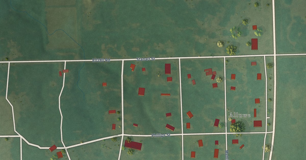 Map of New Alluwe, Oklahoma in 2026