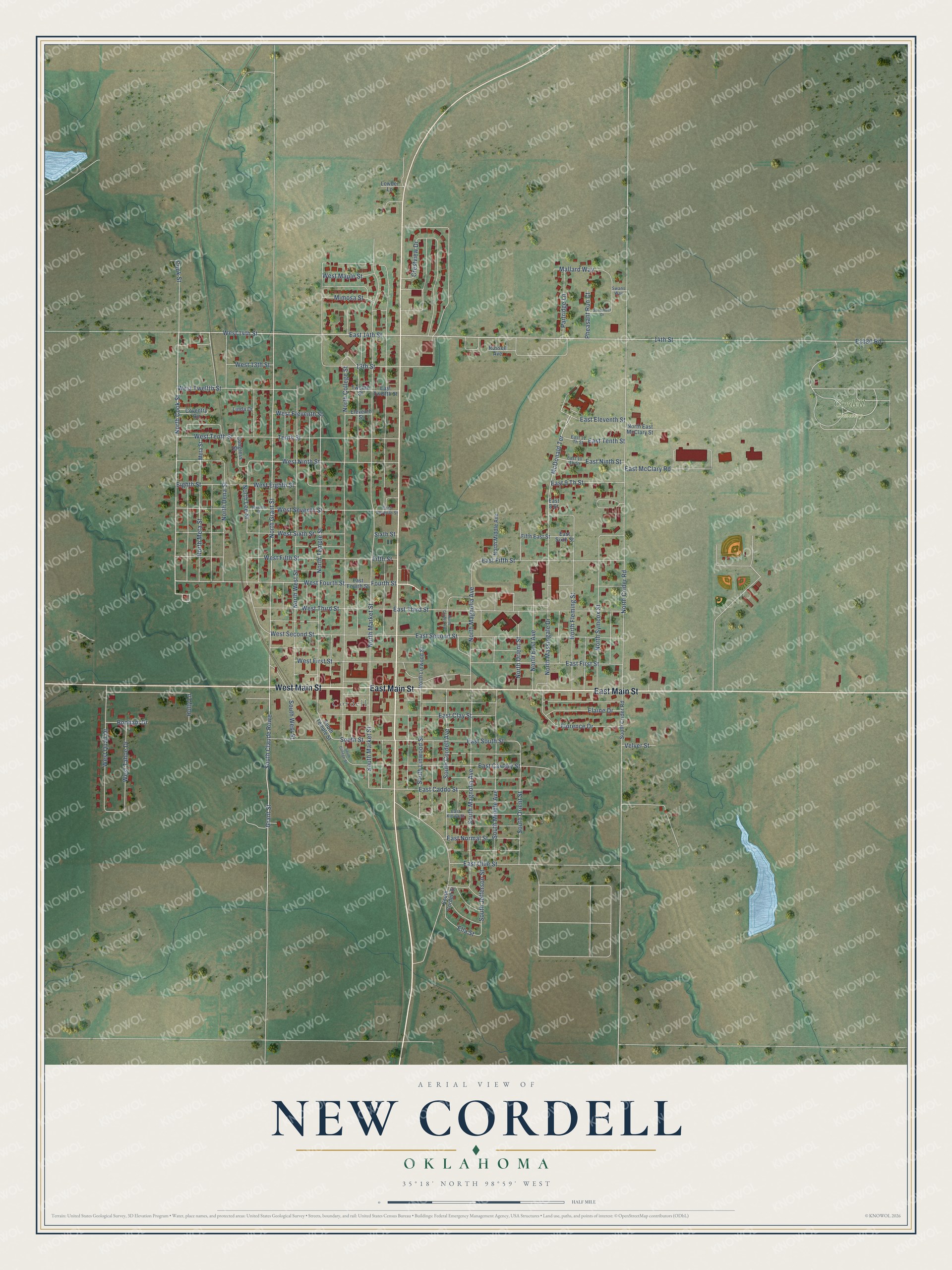 Watermarked full-map preview of New Cordell, Oklahoma