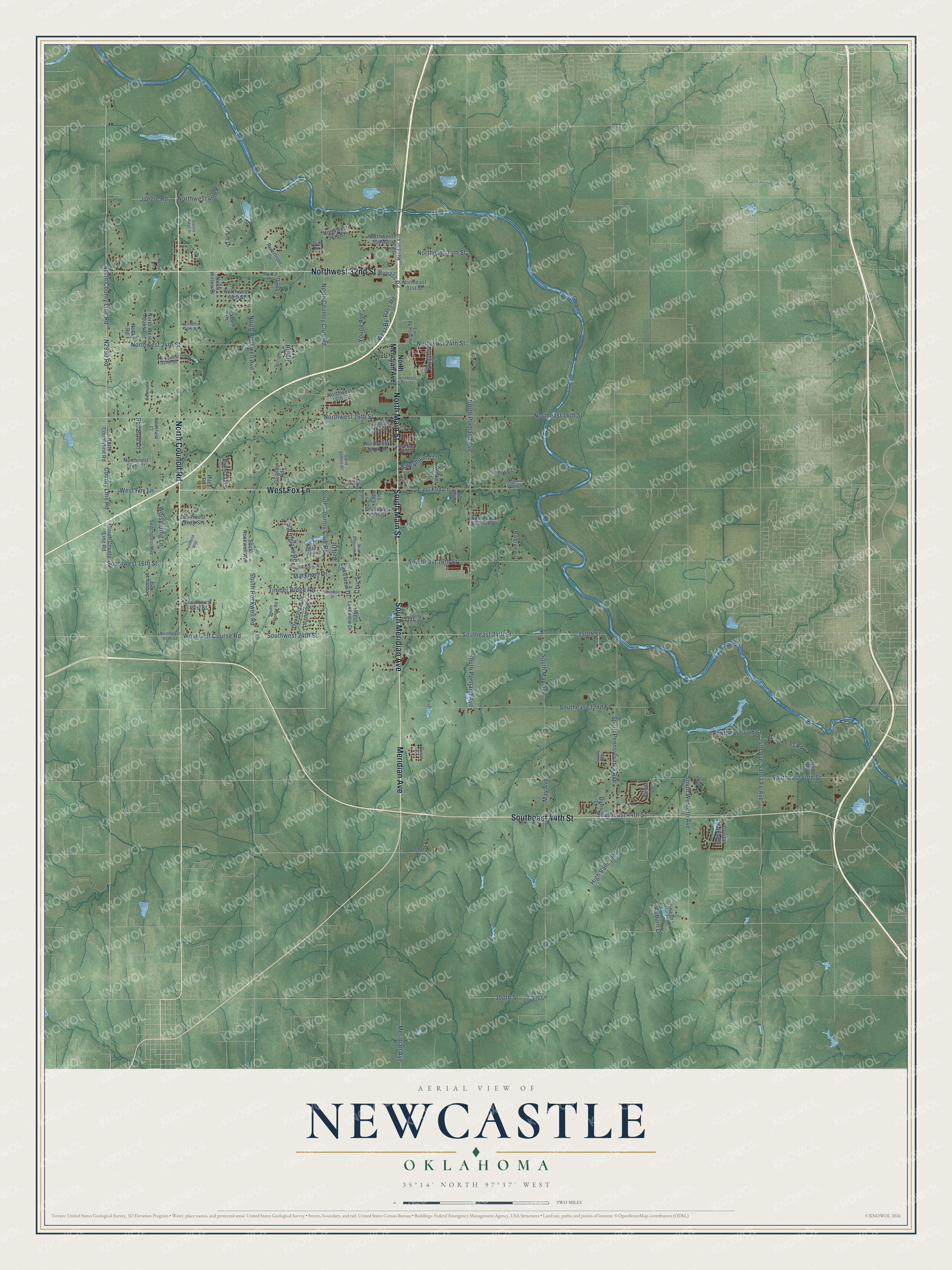 Watermarked full-map preview of Newcastle, Oklahoma