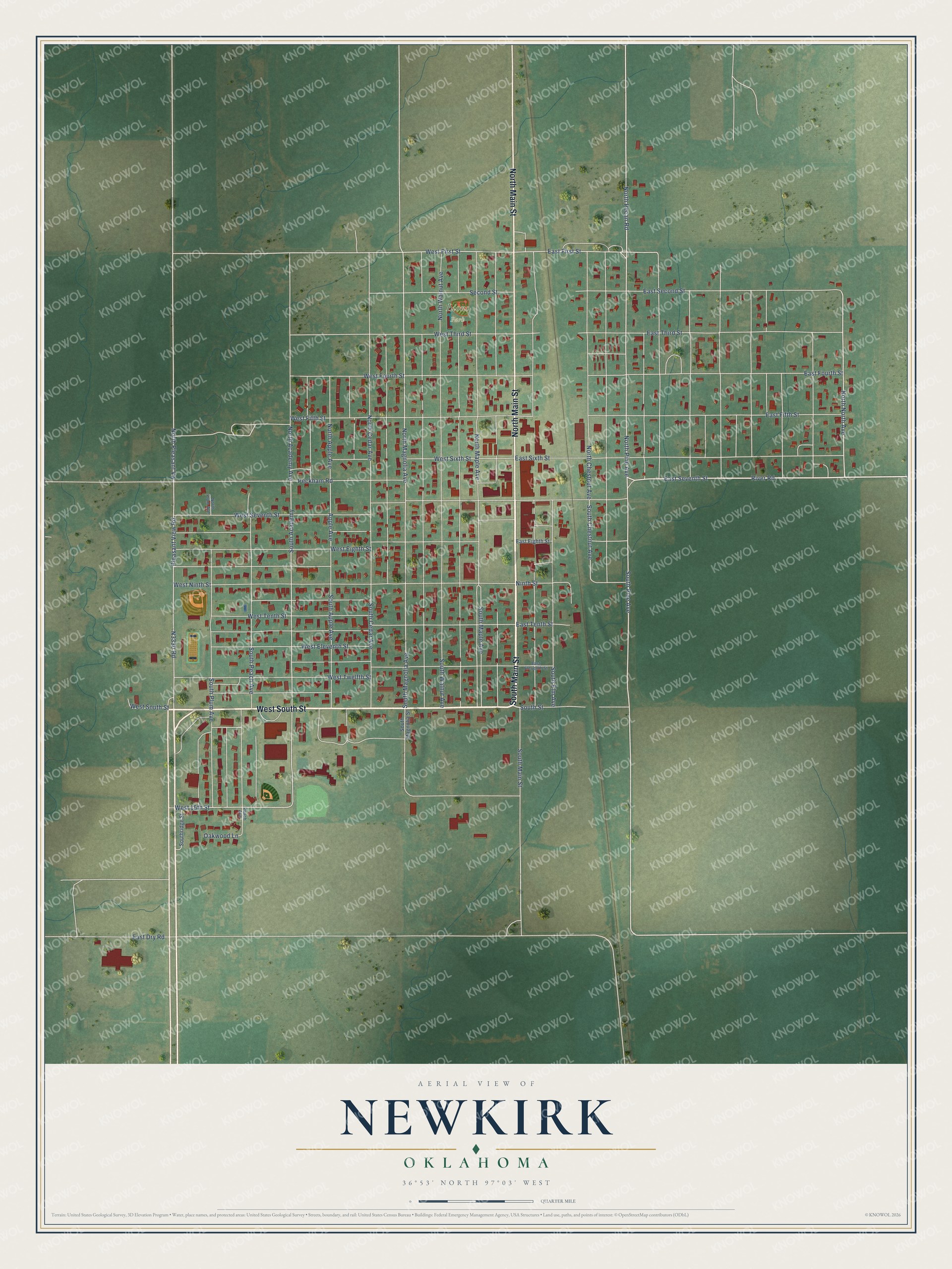 Watermarked full-map preview of Newkirk, Oklahoma