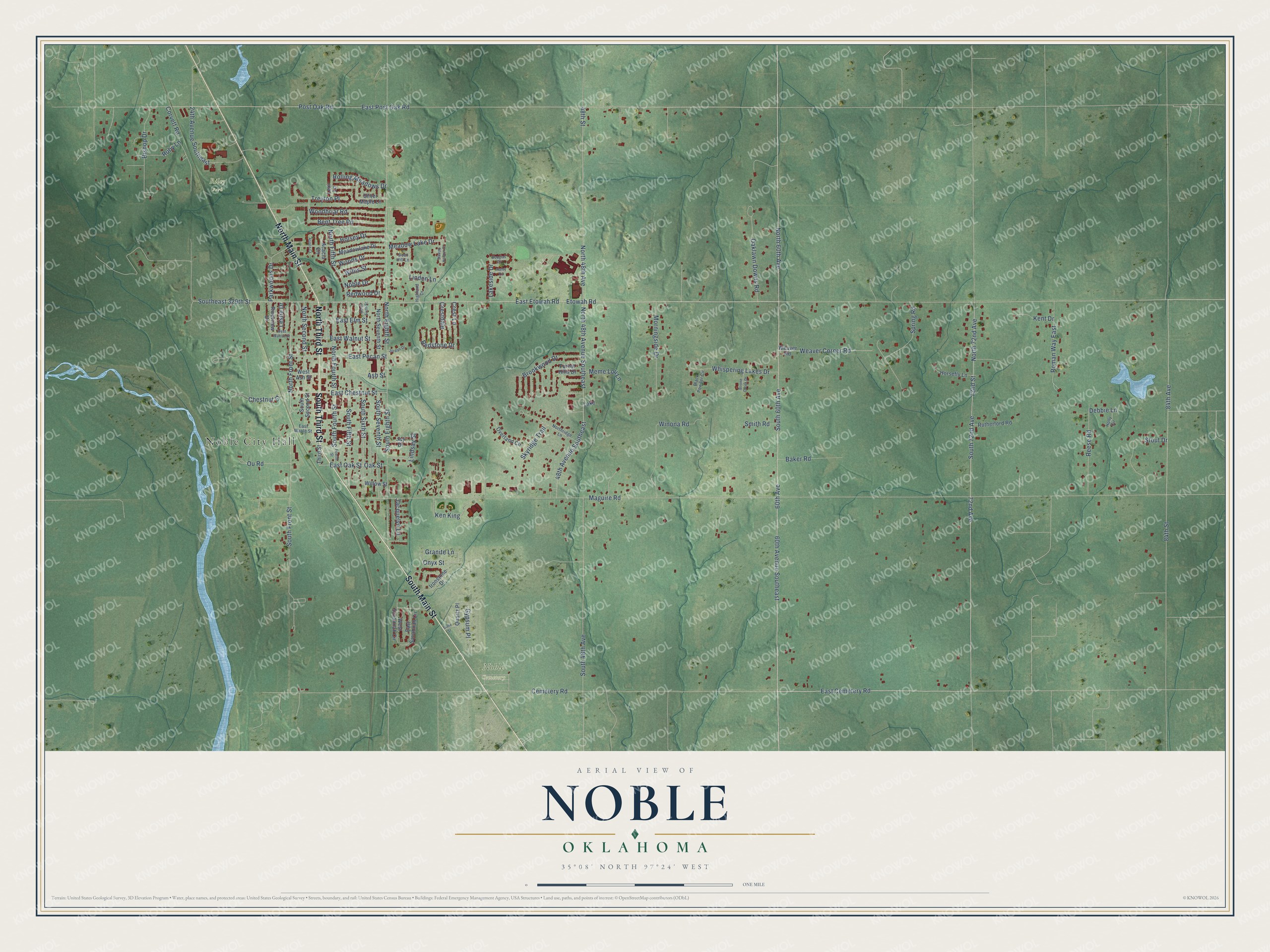 Watermarked full-map preview of Noble, Oklahoma