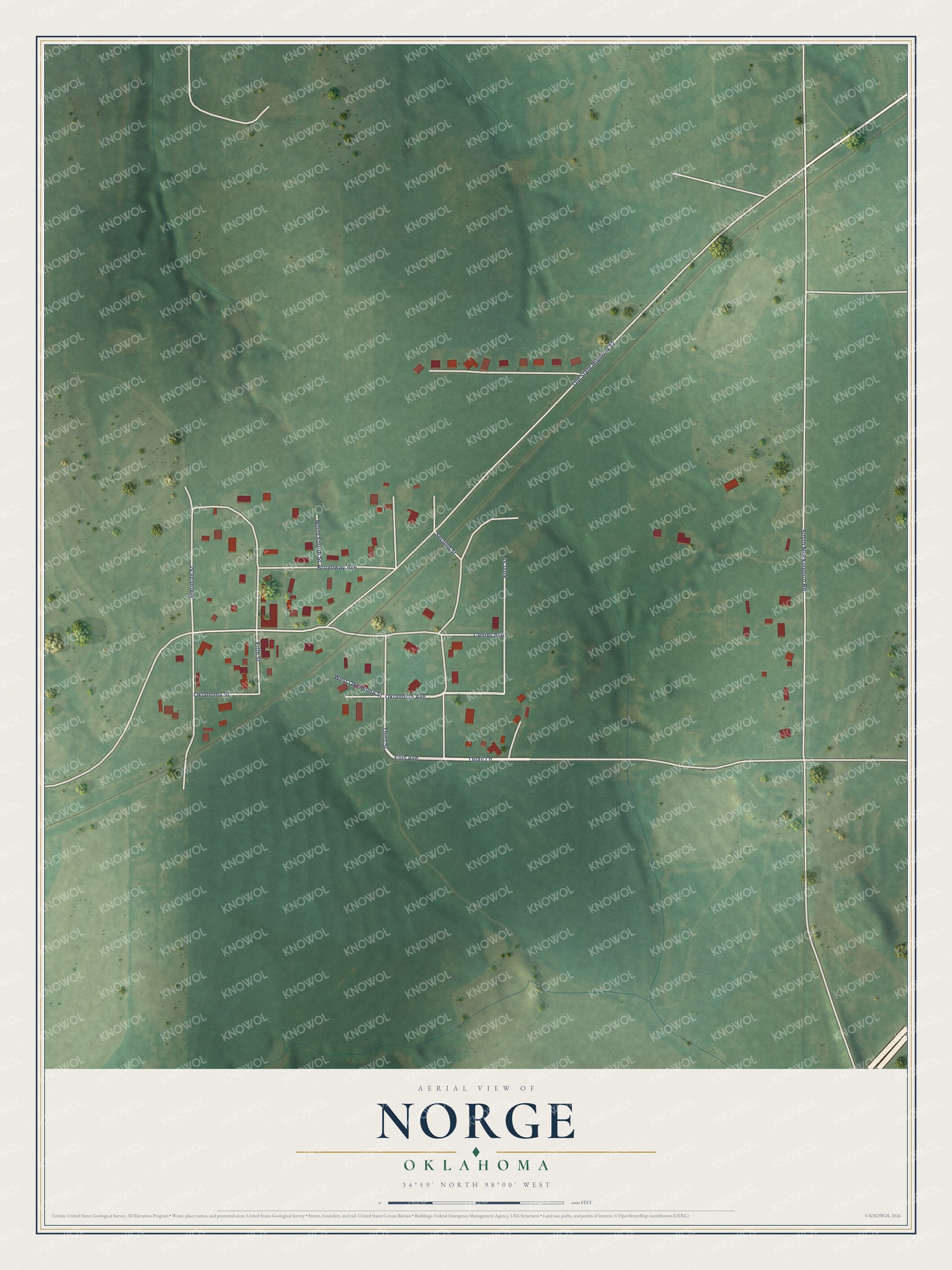 Watermarked full-map preview of Norge, Oklahoma