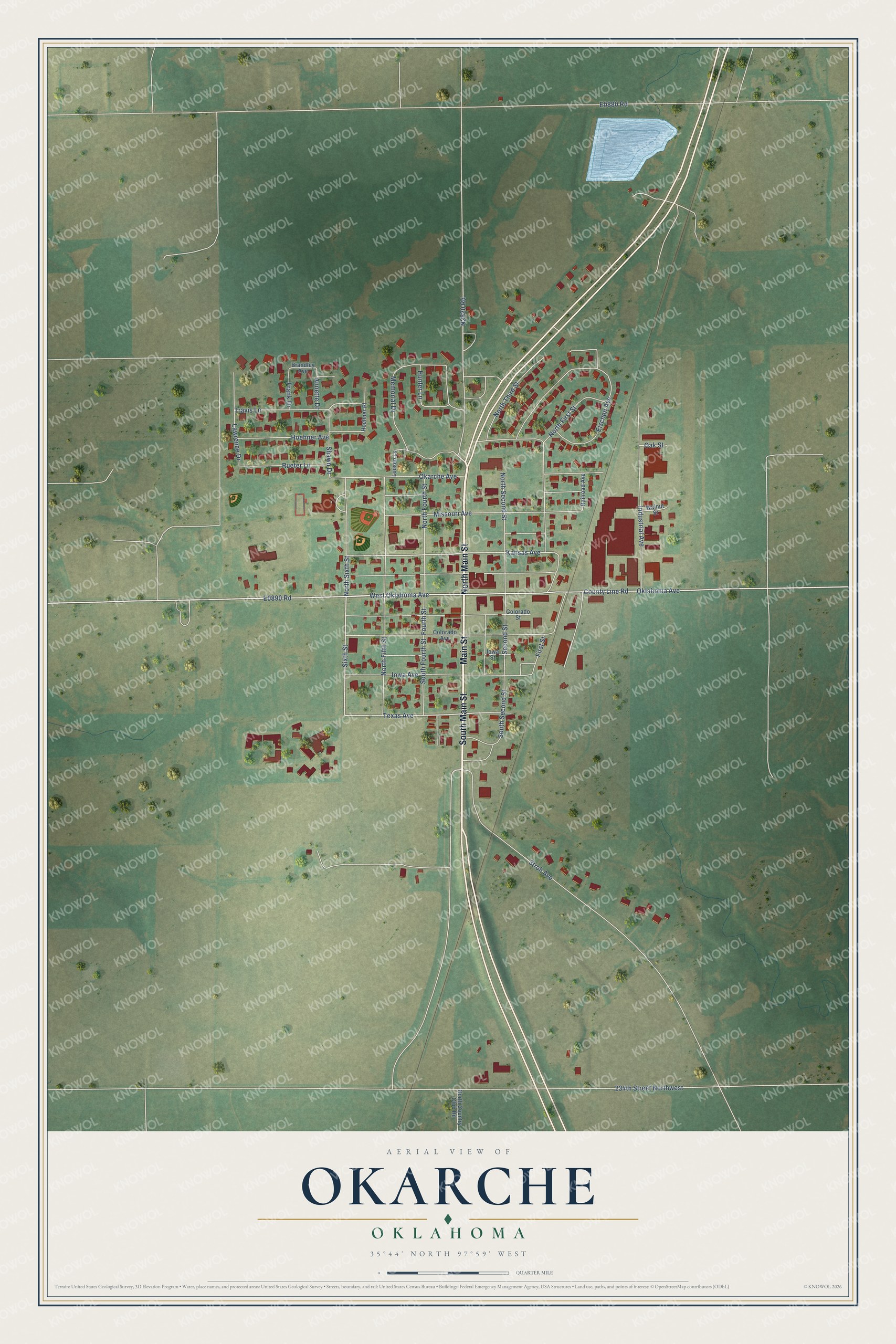 Watermarked full-map preview of Okarche, Oklahoma