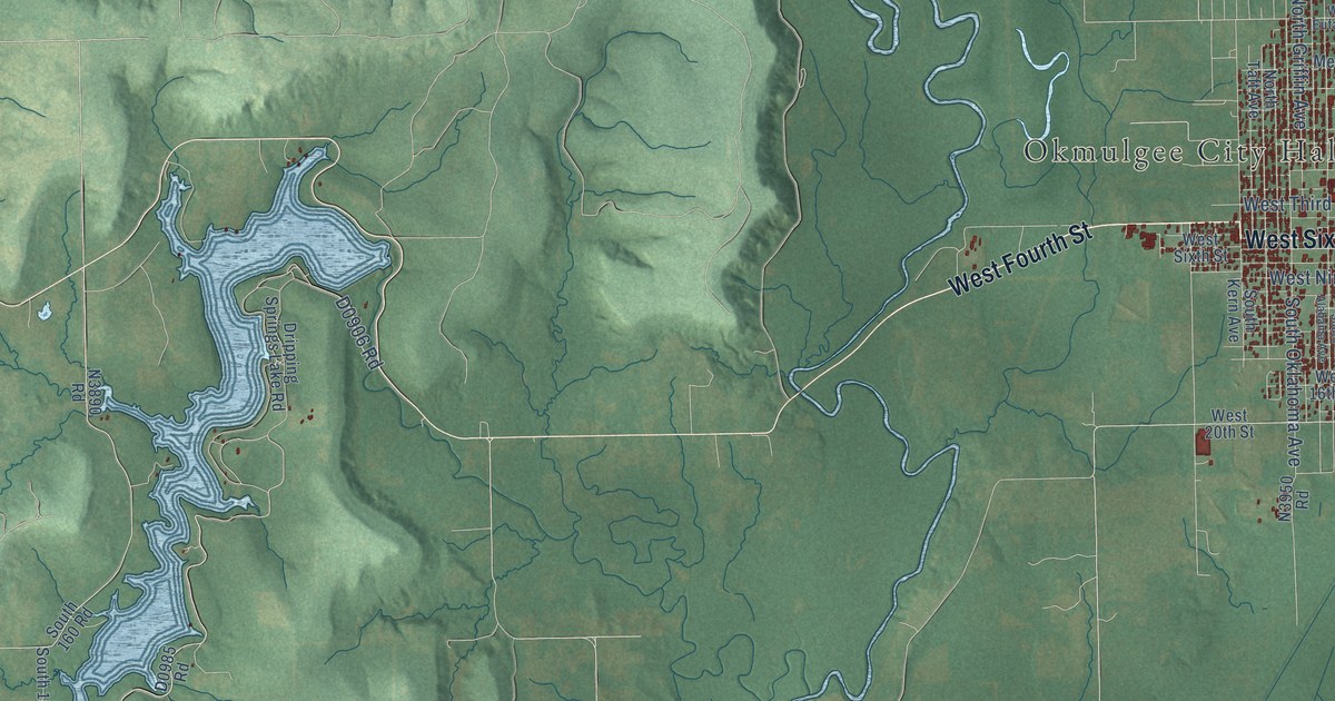Map of Okmulgee, Oklahoma in 2026