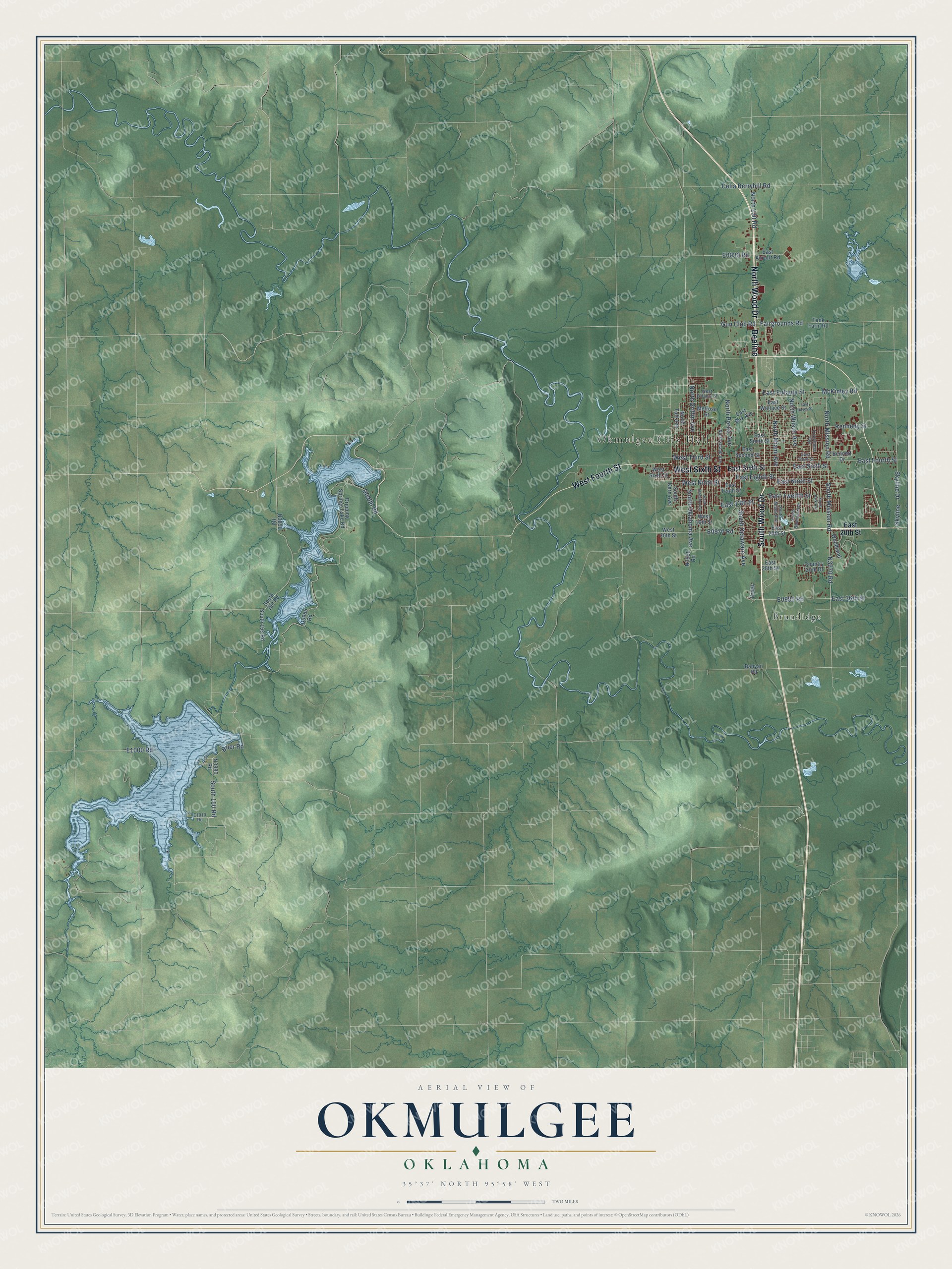 Watermarked full-map preview of Okmulgee, Oklahoma