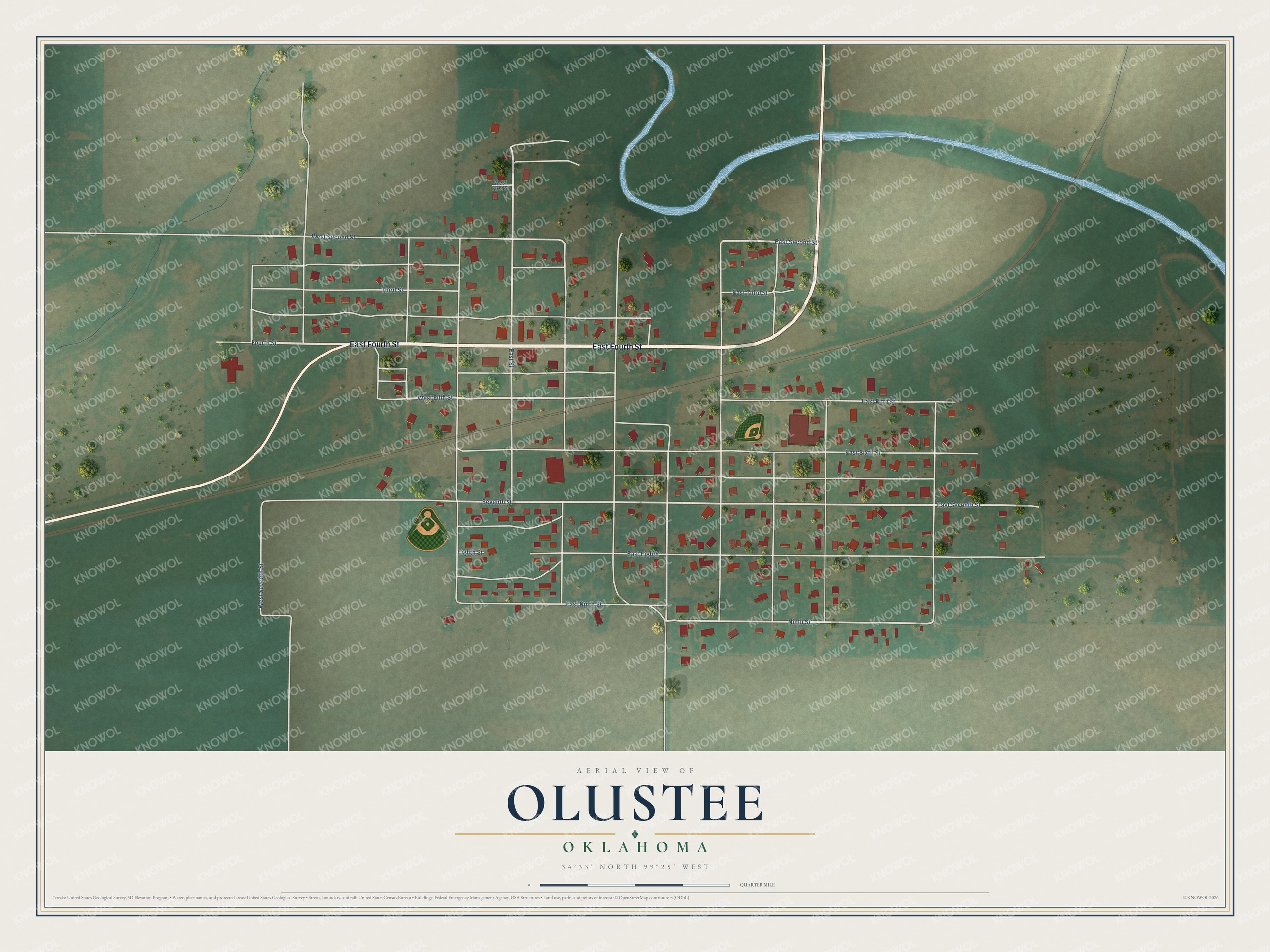 Watermarked full-map preview of Olustee, Oklahoma