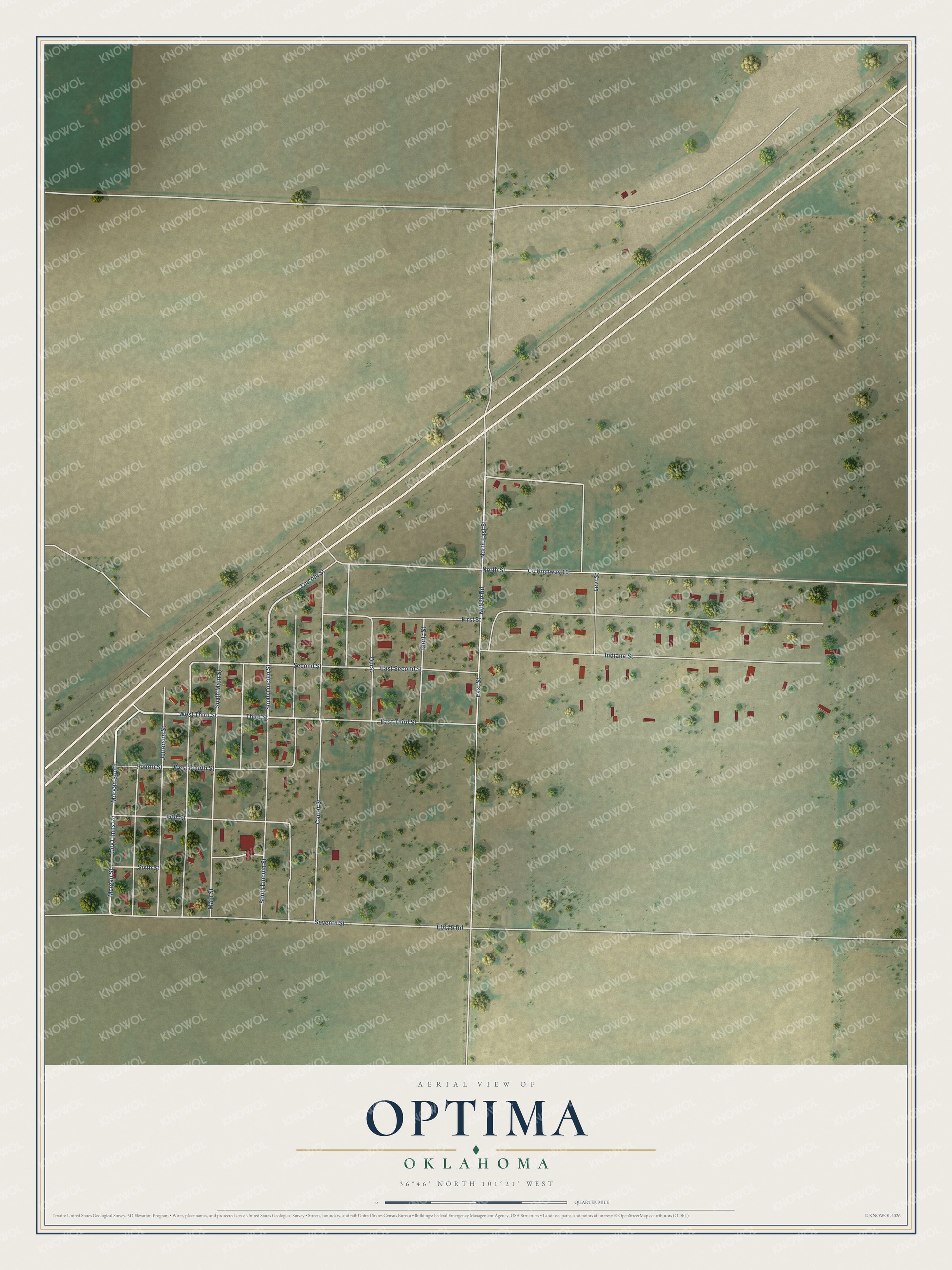 Watermarked full-map preview of Optima, Oklahoma