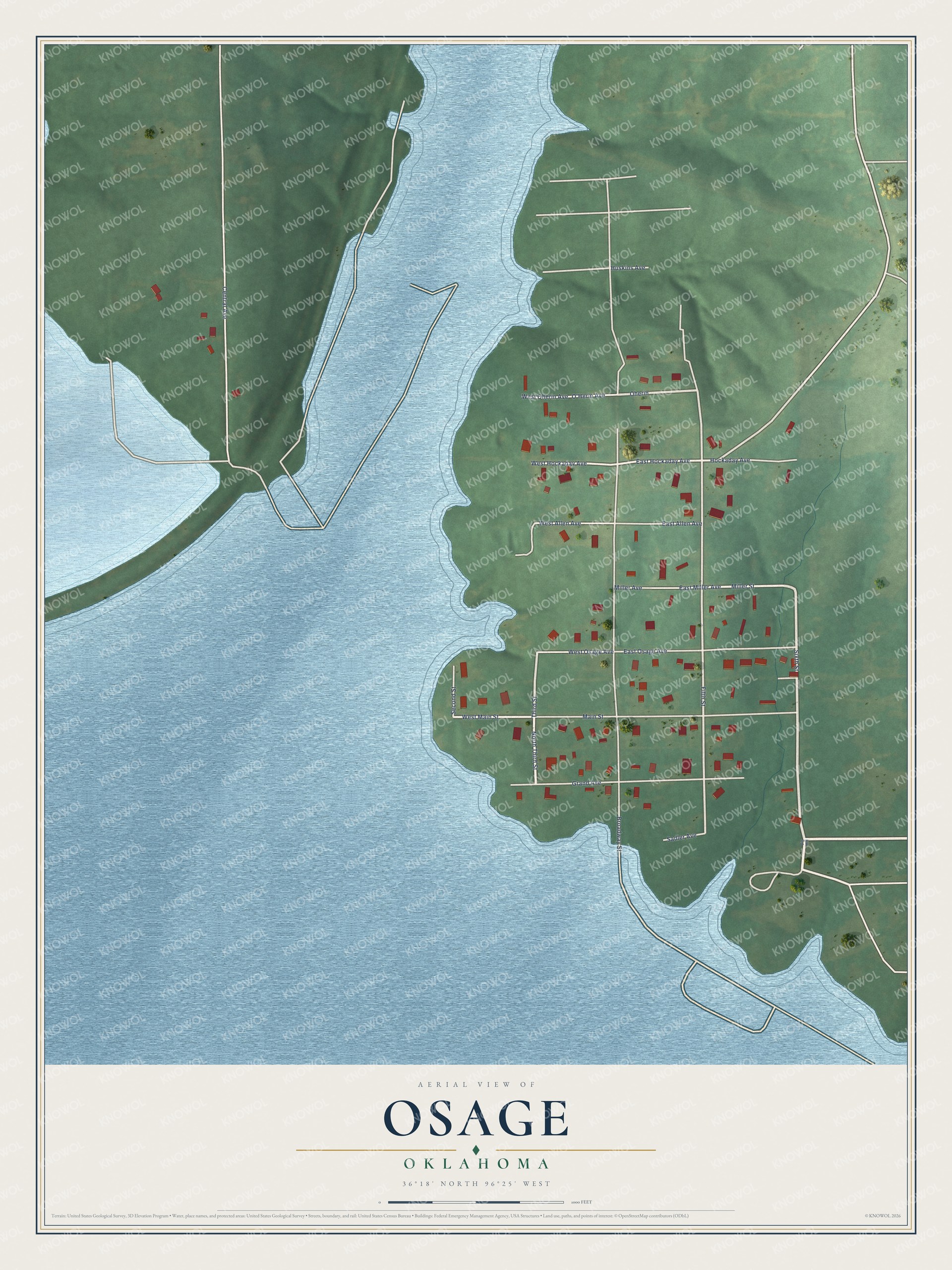 Watermarked full-map preview of Osage, Oklahoma