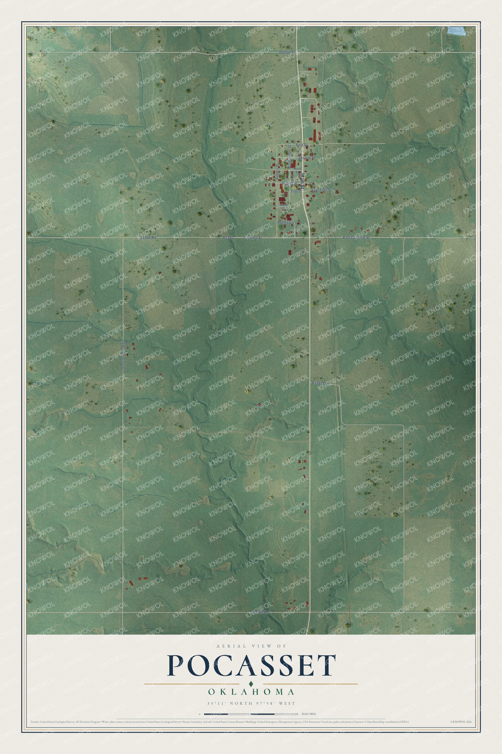 Watermarked full-map preview of Pocasset, Oklahoma