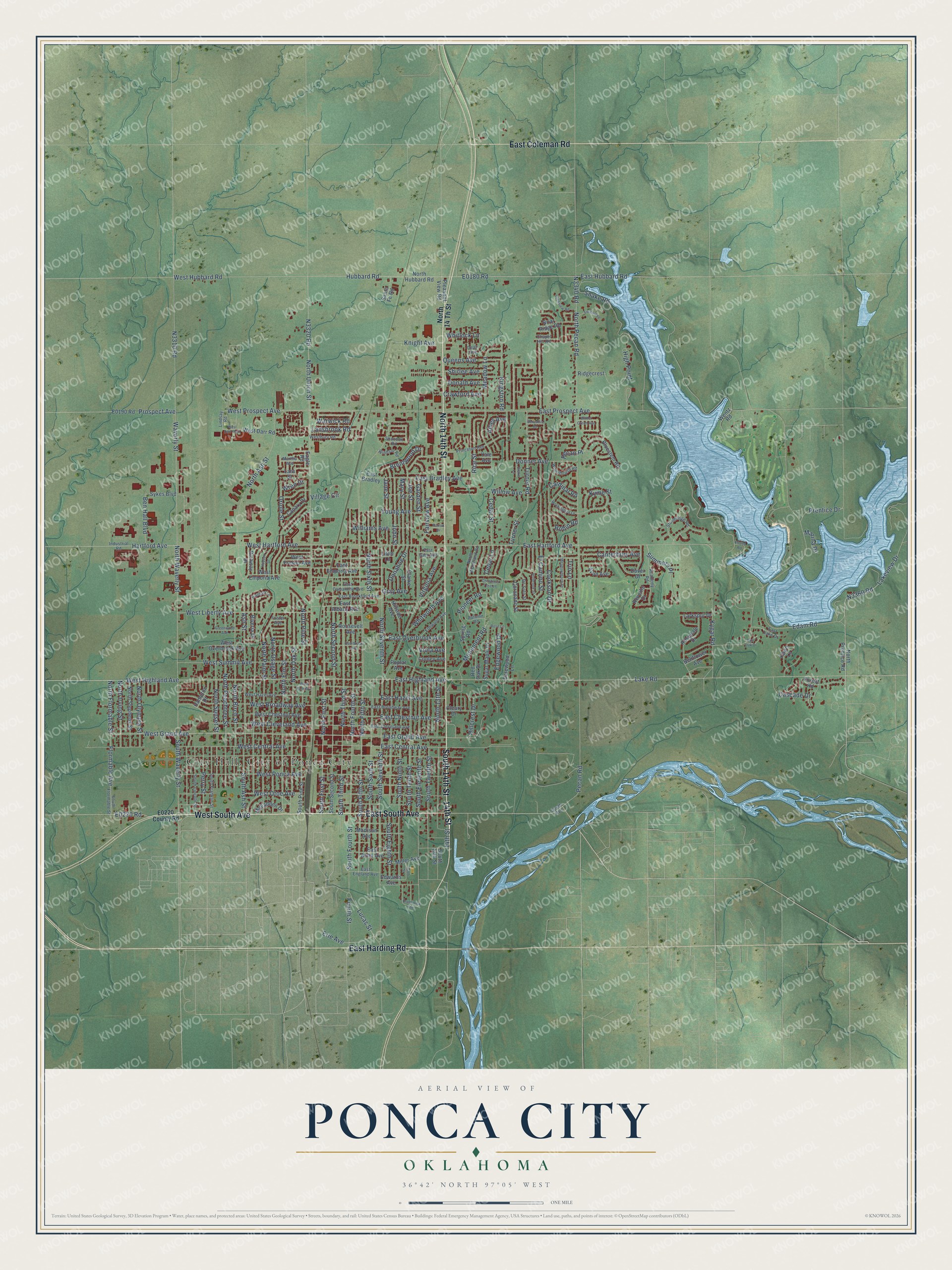 Watermarked full-map preview of Ponca City, Oklahoma