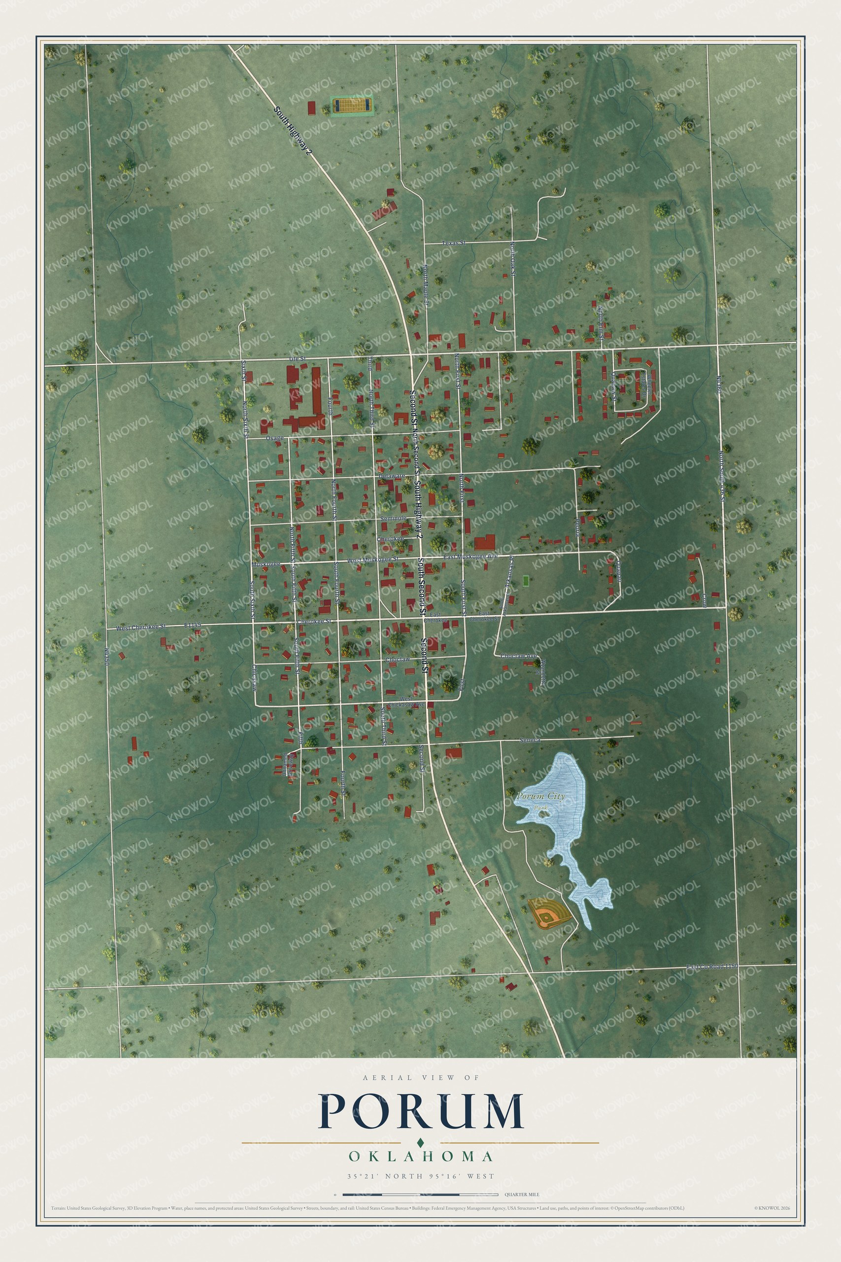 Watermarked full-map preview of Porum, Oklahoma