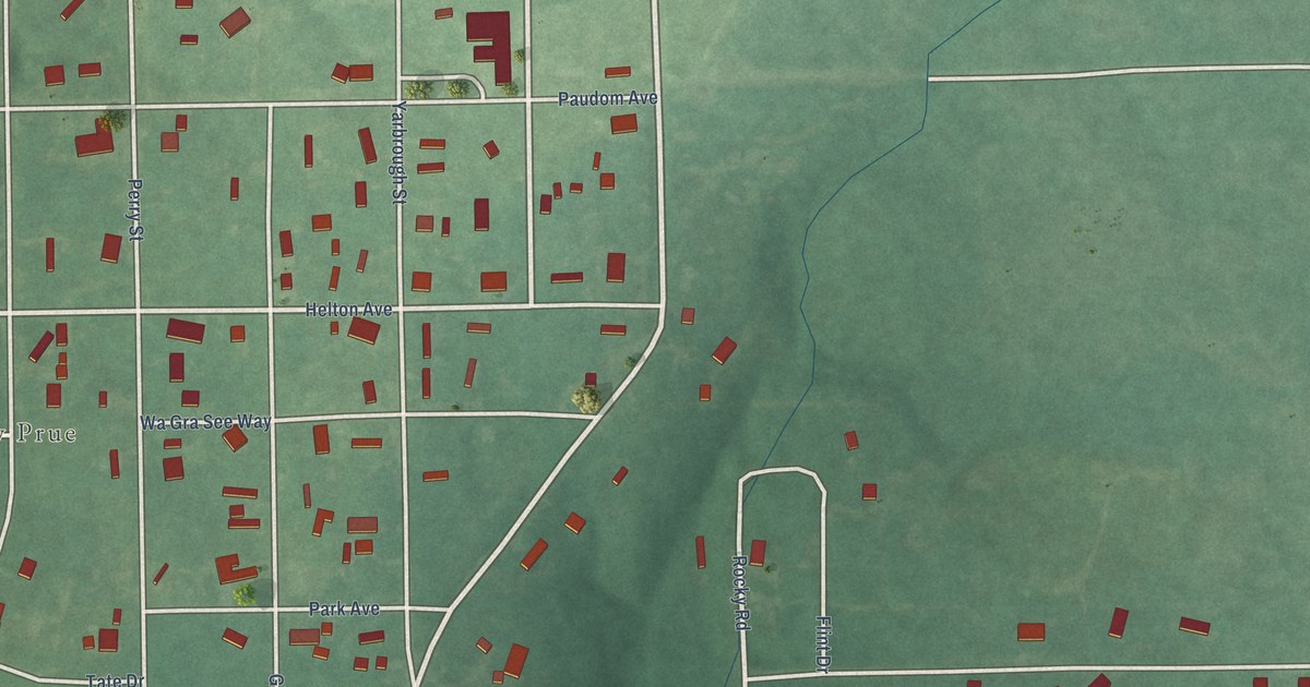 Map of Prue, Oklahoma in 2026