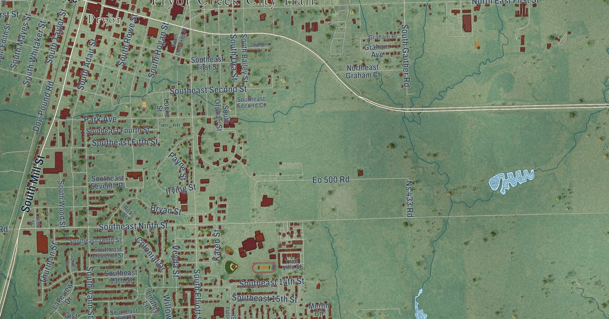 Map of Pryor Creek, Oklahoma in 2026