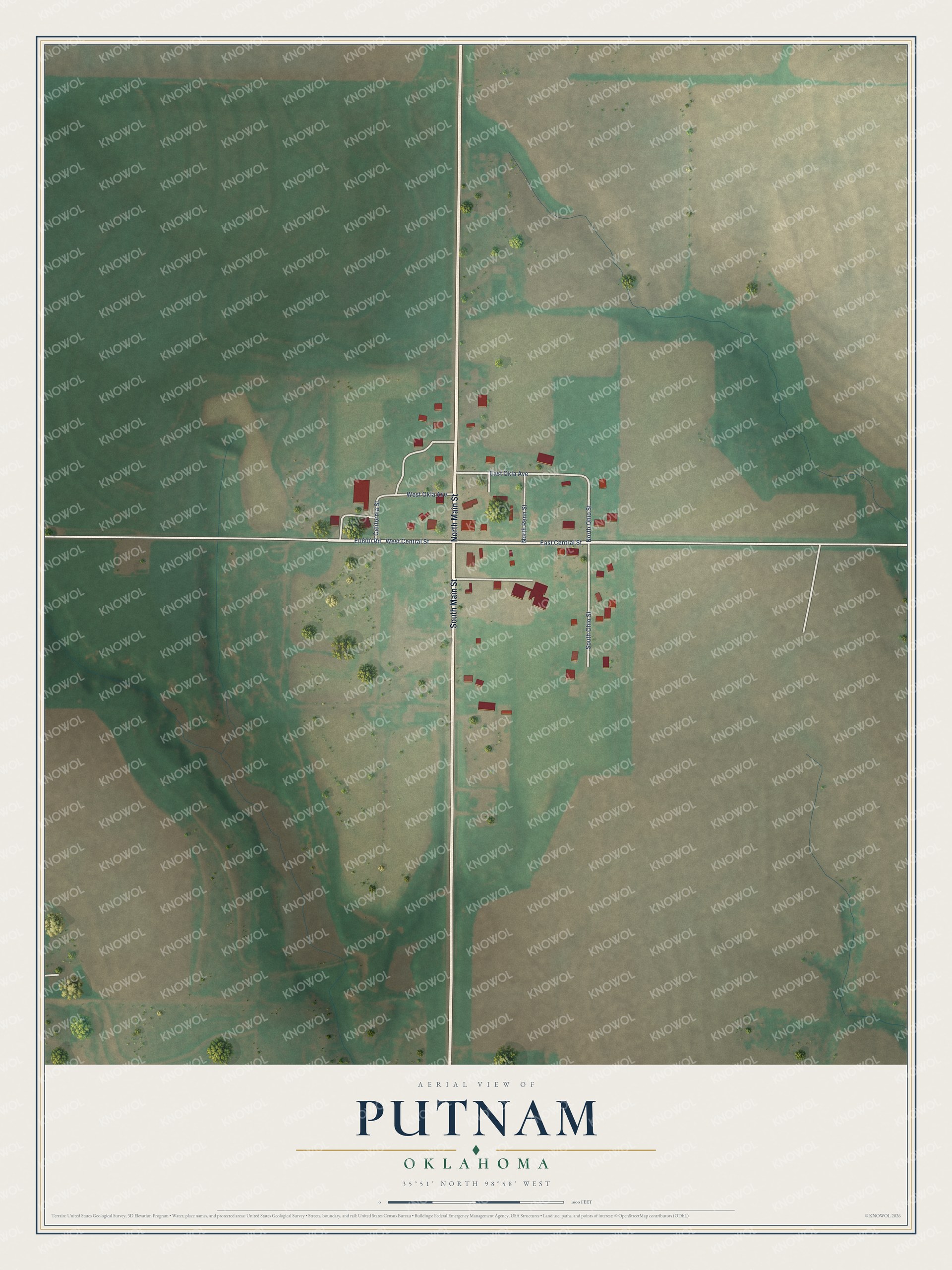 Watermarked full-map preview of Putnam, Oklahoma