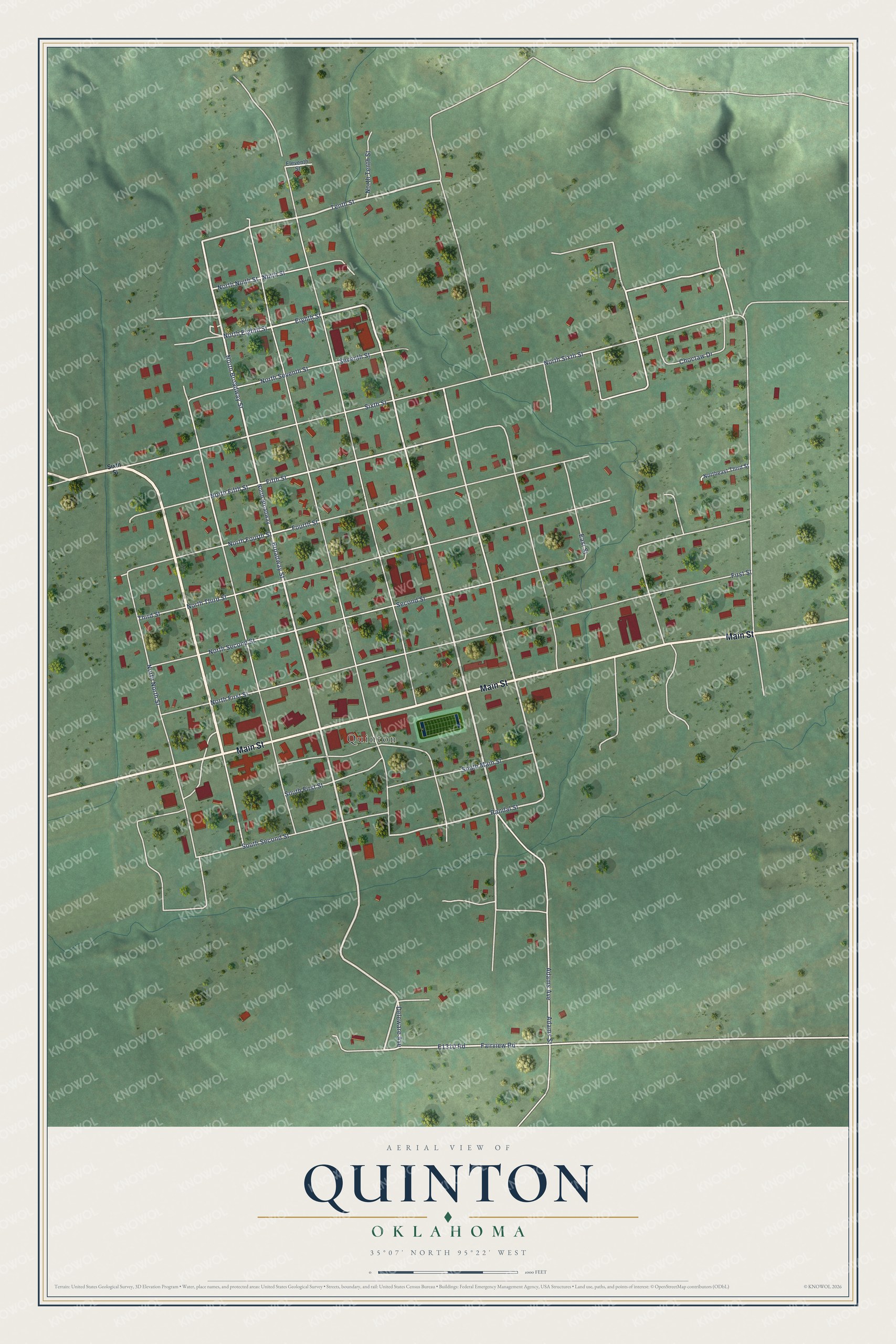 Watermarked full-map preview of Quinton, Oklahoma