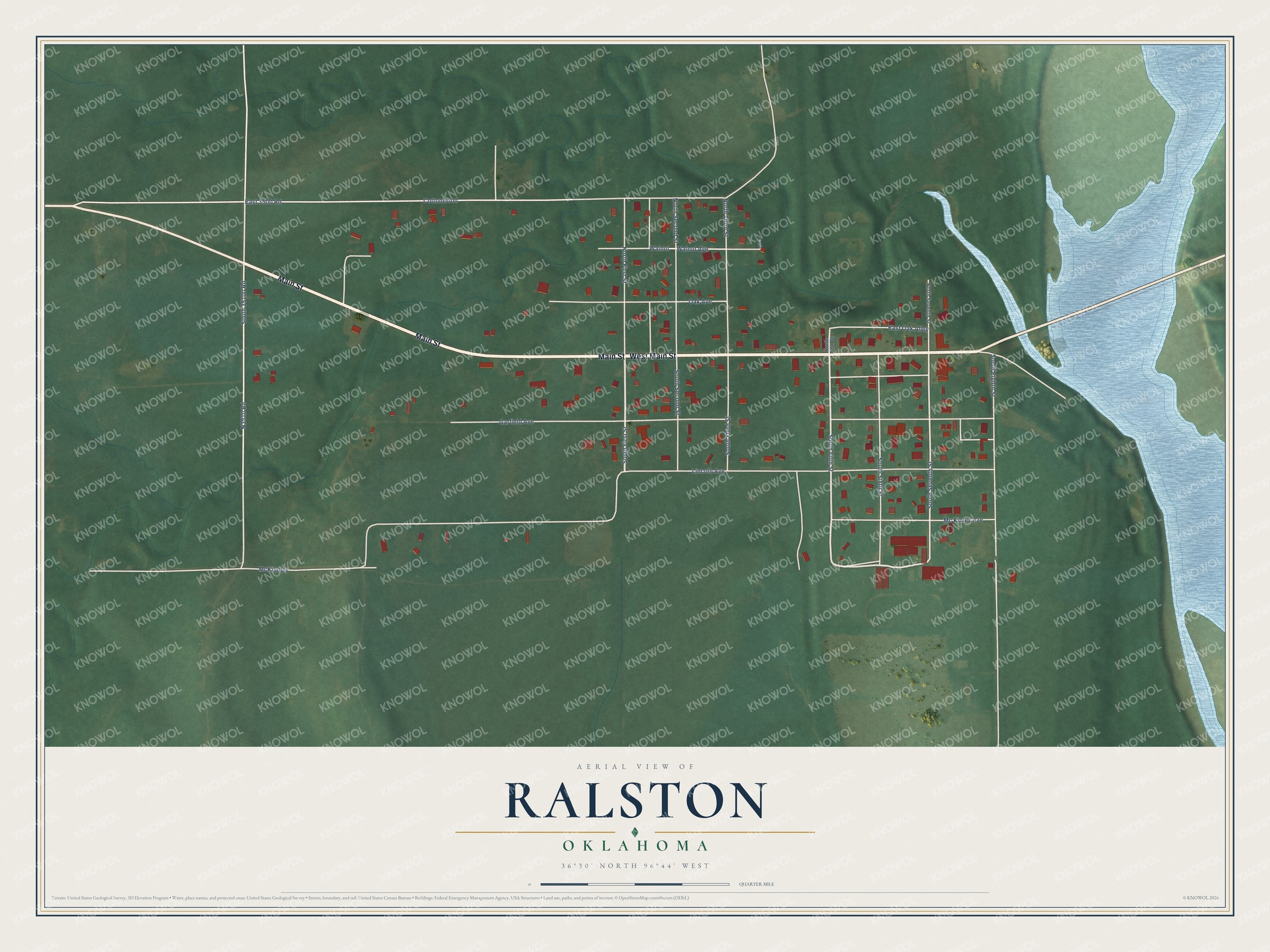 Watermarked full-map preview of Ralston, Oklahoma