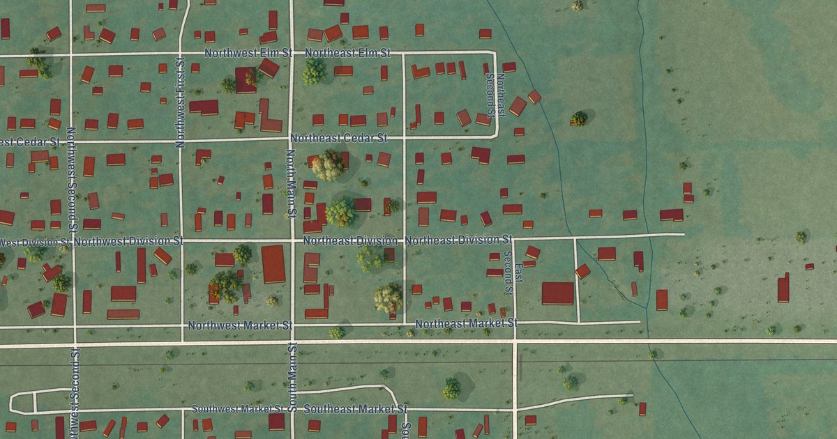 Map of Red Oak, Oklahoma in 2026