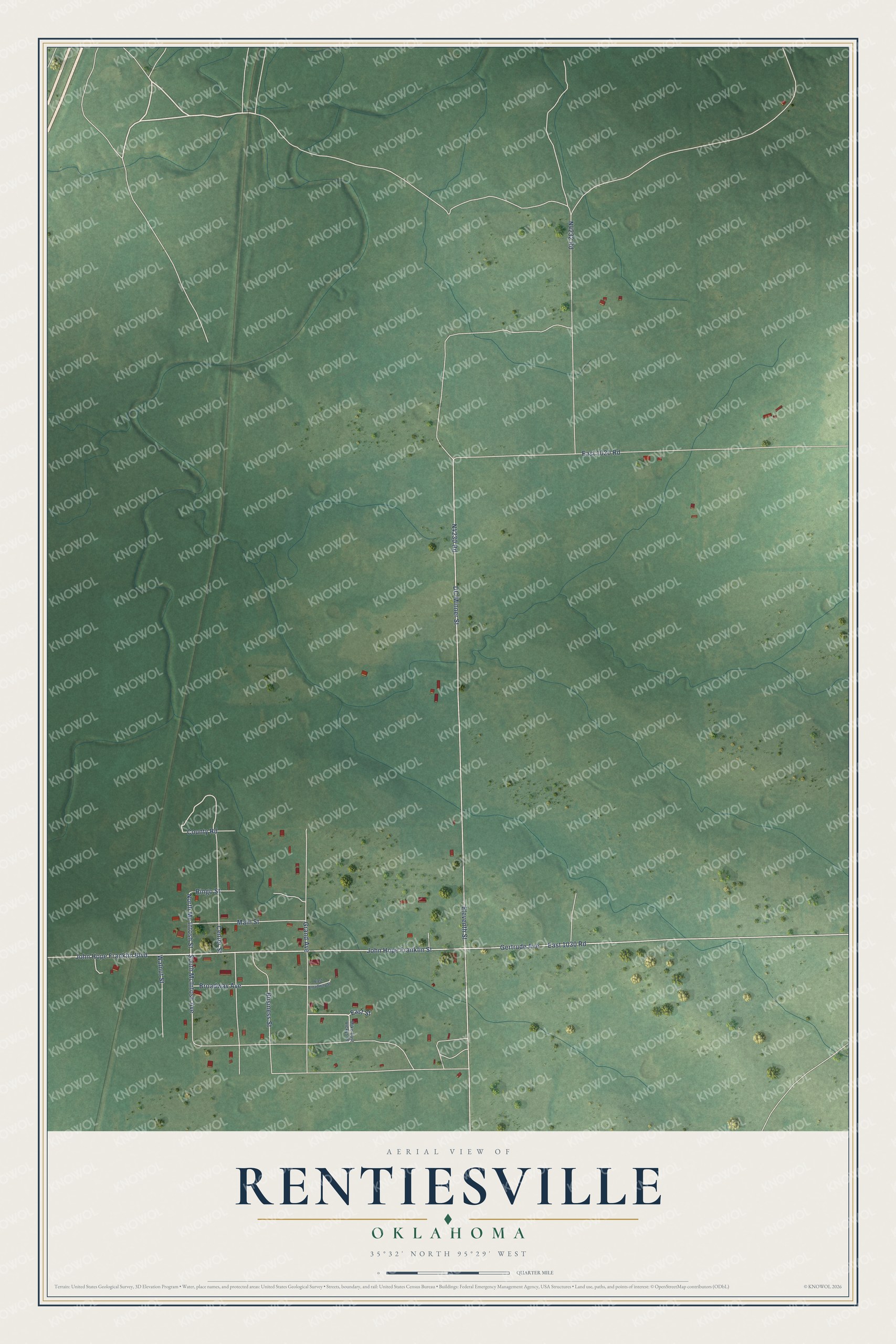 Watermarked full-map preview of Rentiesville, Oklahoma