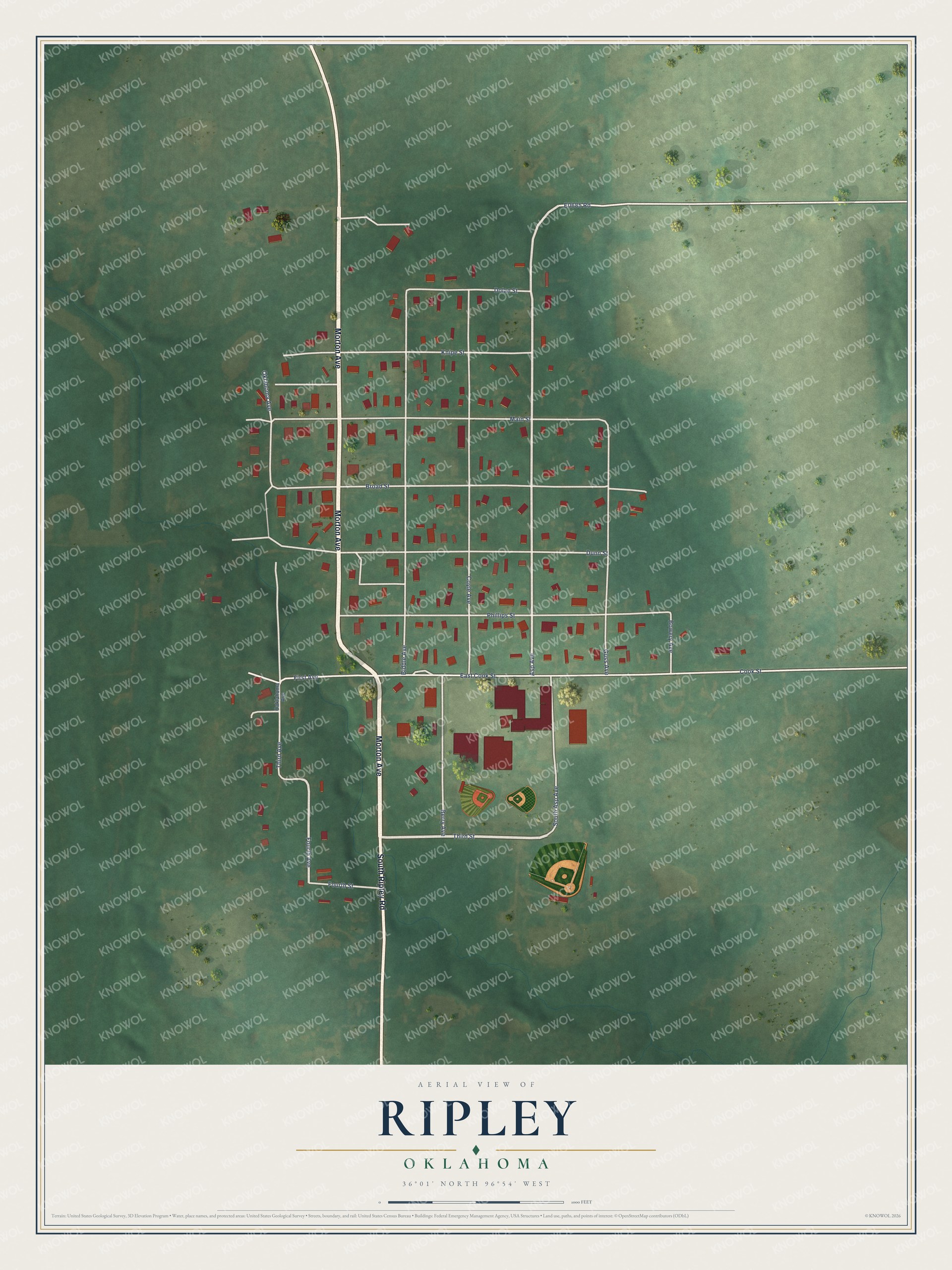 Watermarked full-map preview of Ripley, Oklahoma