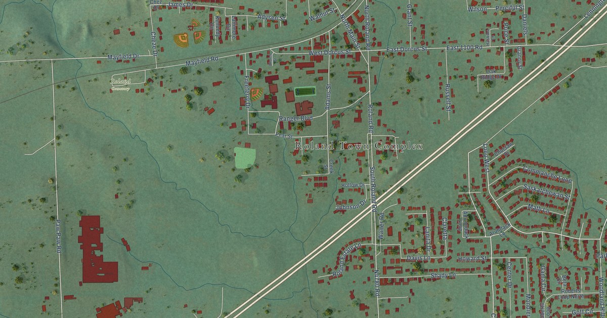 Map of Roland, Oklahoma in 2026