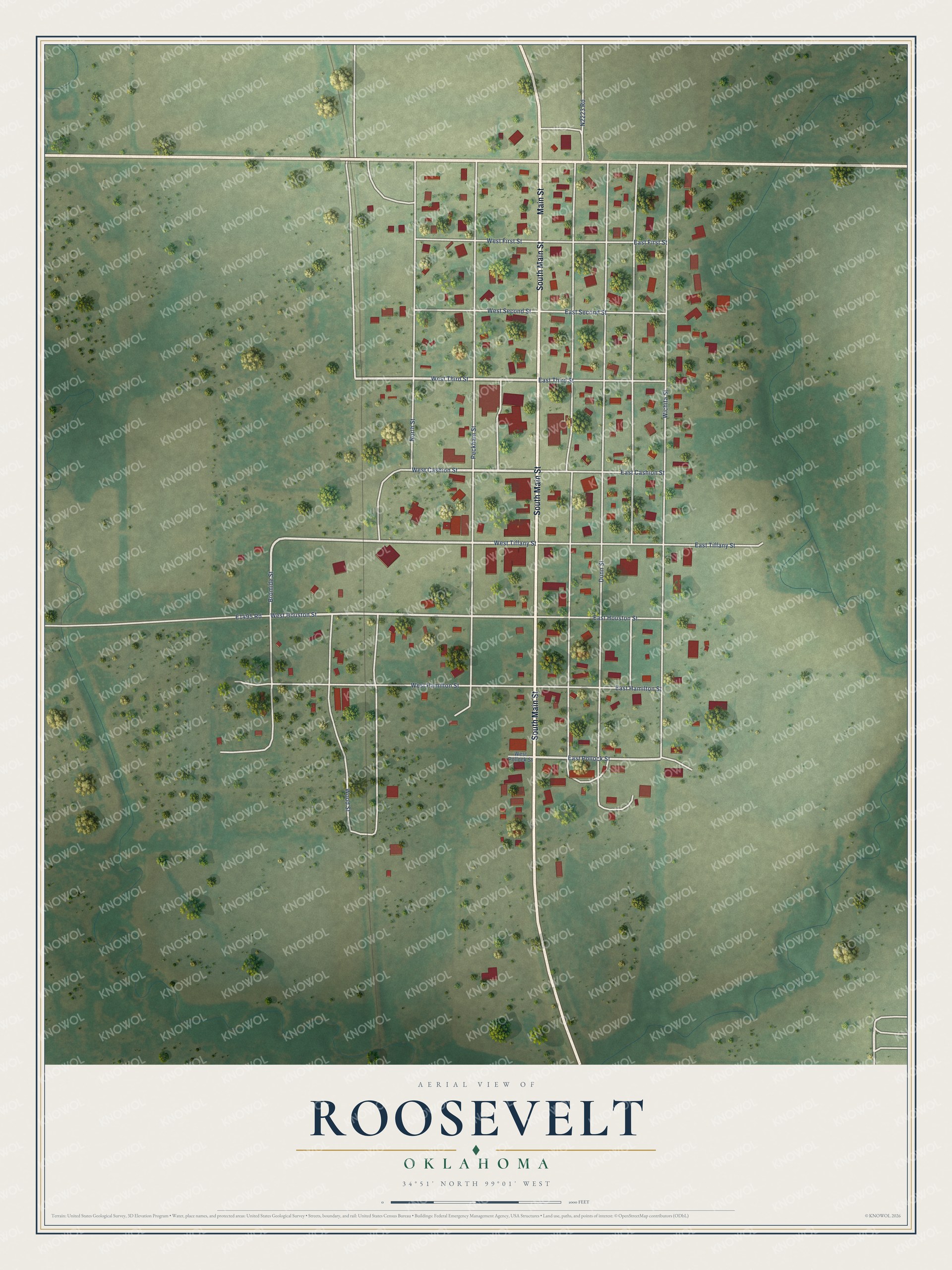 Watermarked full-map preview of Roosevelt, Oklahoma