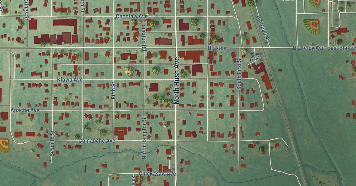 Map of Rush Springs, Oklahoma in 2026