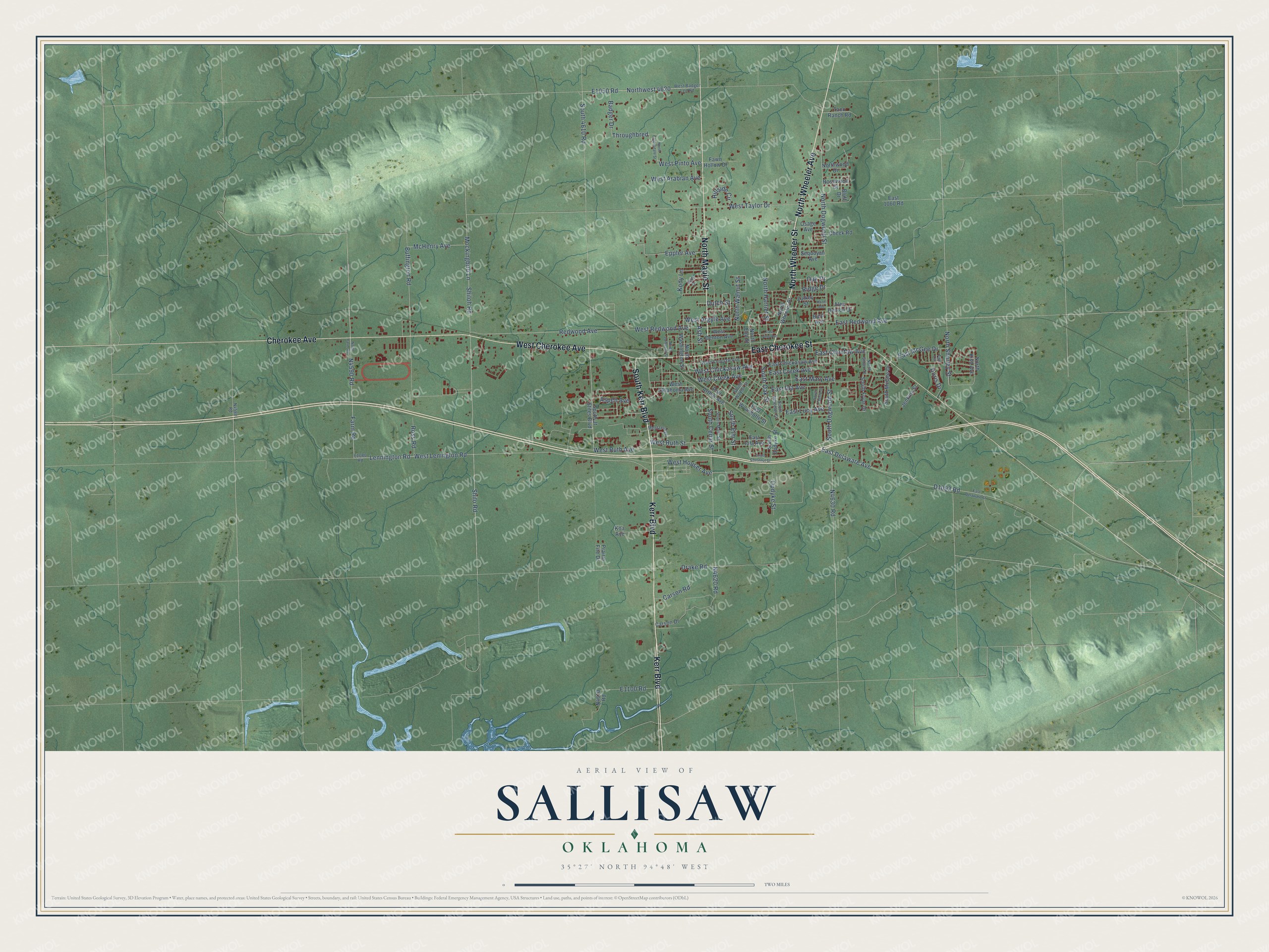 Watermarked full-map preview of Sallisaw, Oklahoma