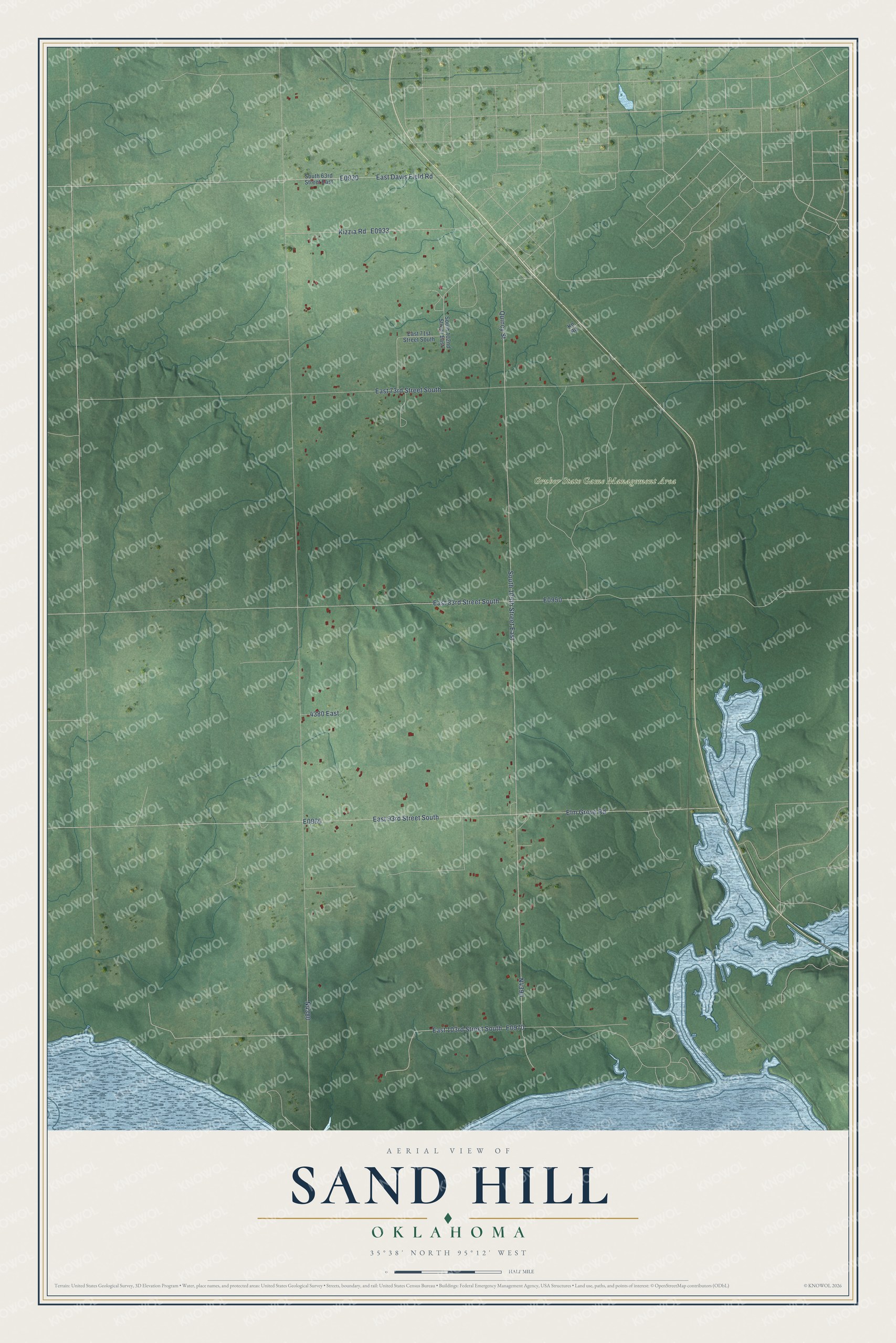 Watermarked full-map preview of Sand Hill, Oklahoma