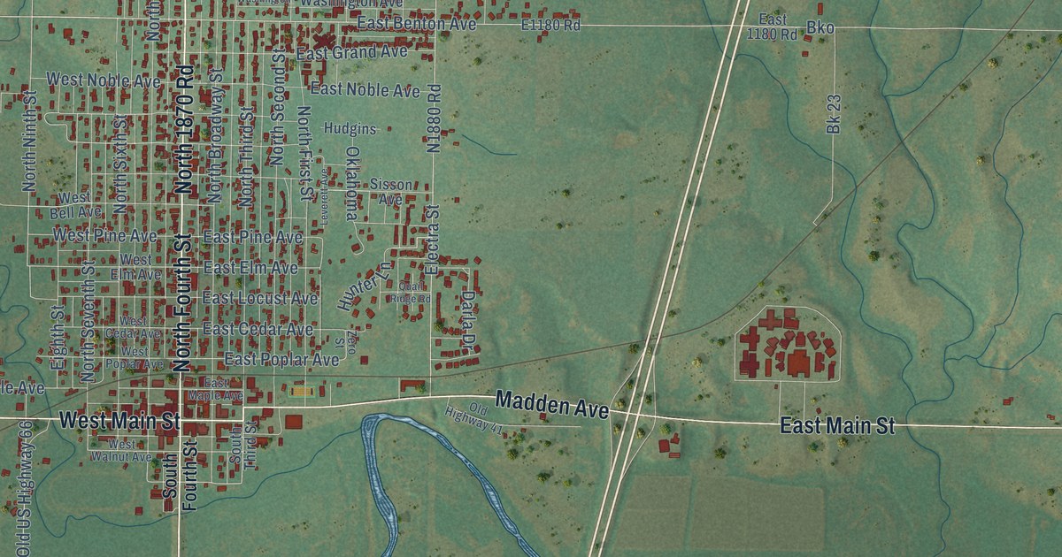 Map of Sayre, Oklahoma in 2026