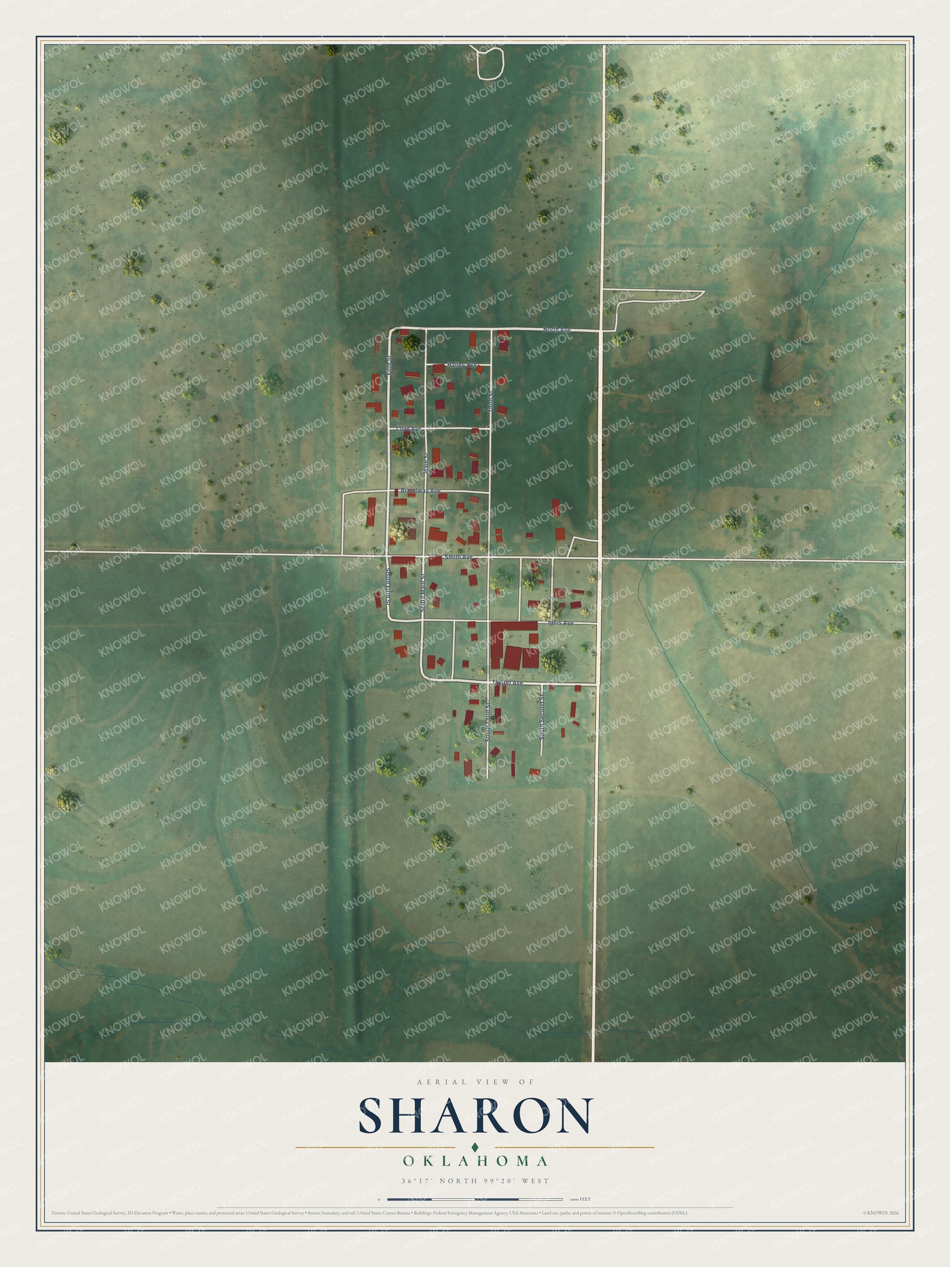 Watermarked full-map preview of Sharon, Oklahoma