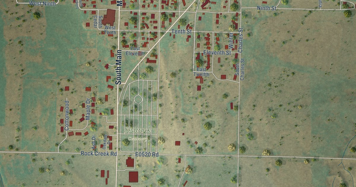 Map of Shattuck, Oklahoma in 2026