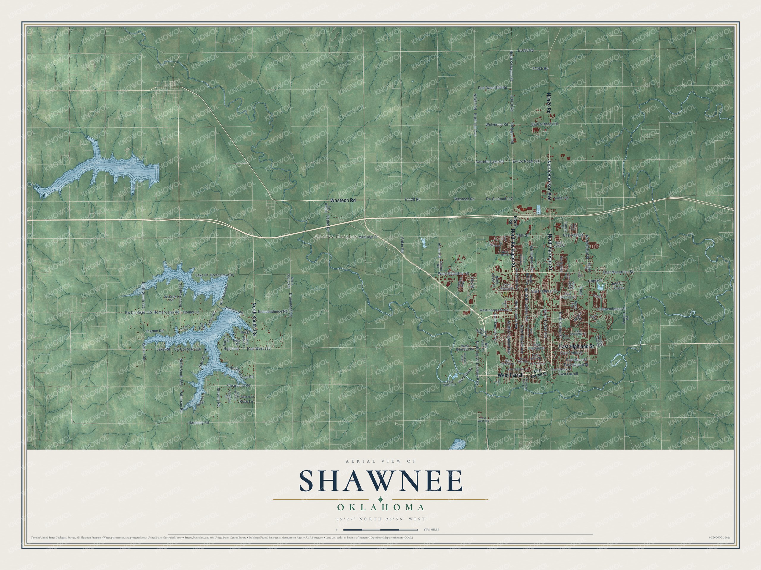 Watermarked full-map preview of Shawnee, Oklahoma