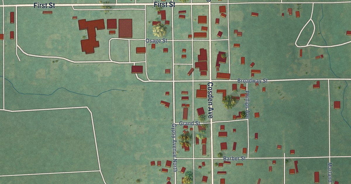 Map of Shidler, Oklahoma in 2026