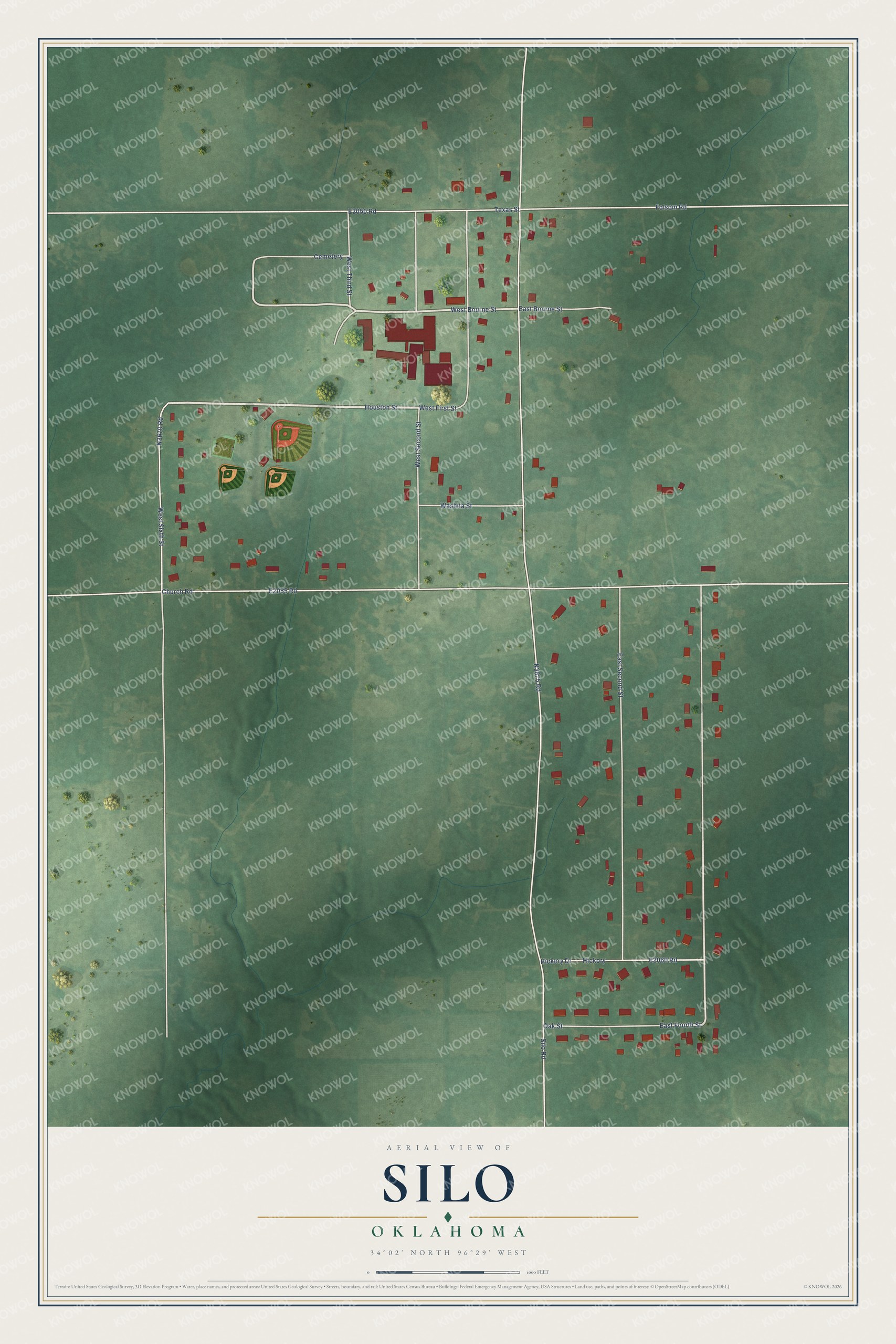 Watermarked full-map preview of Silo, Oklahoma