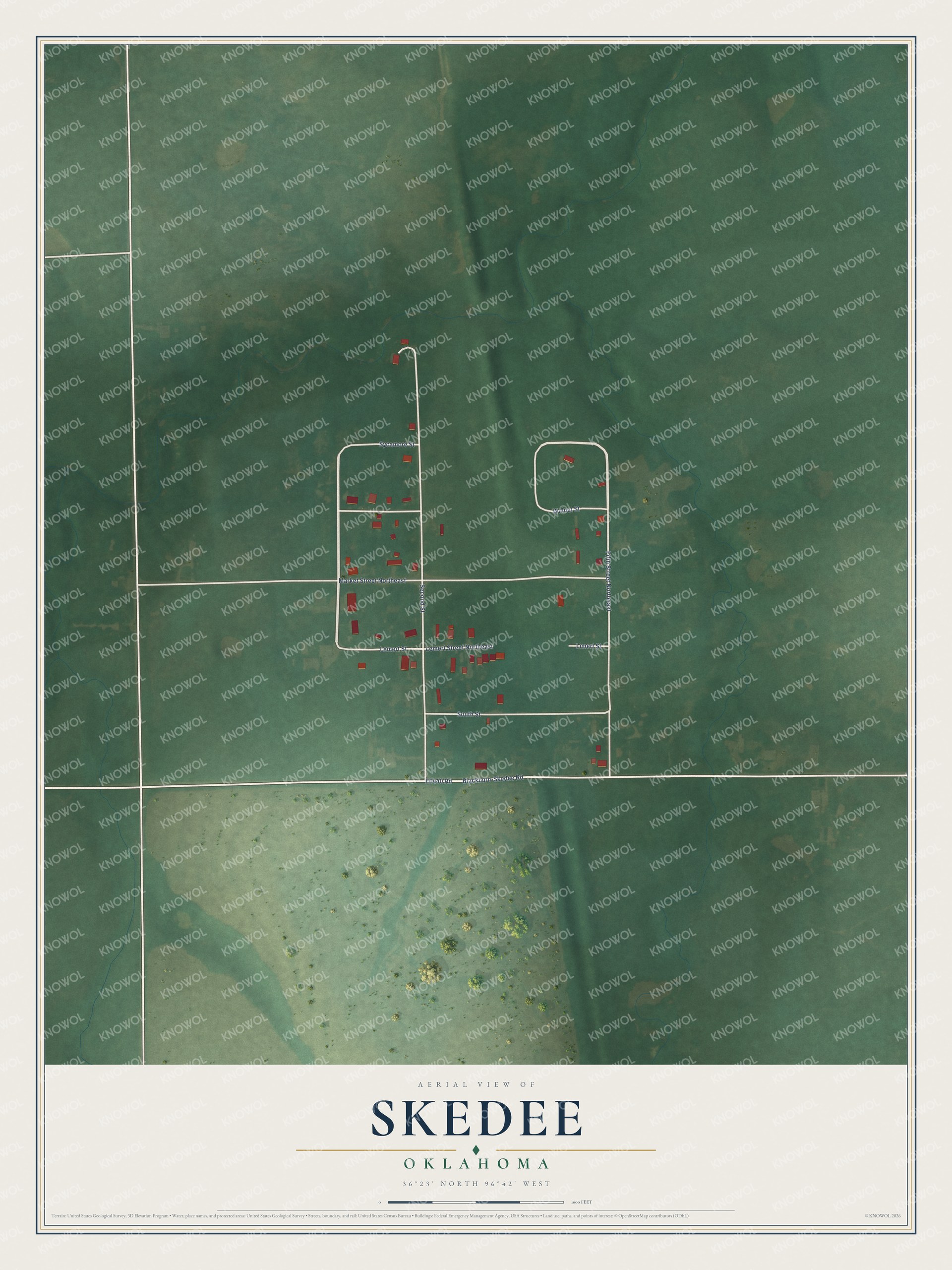 Watermarked full-map preview of Skedee, Oklahoma