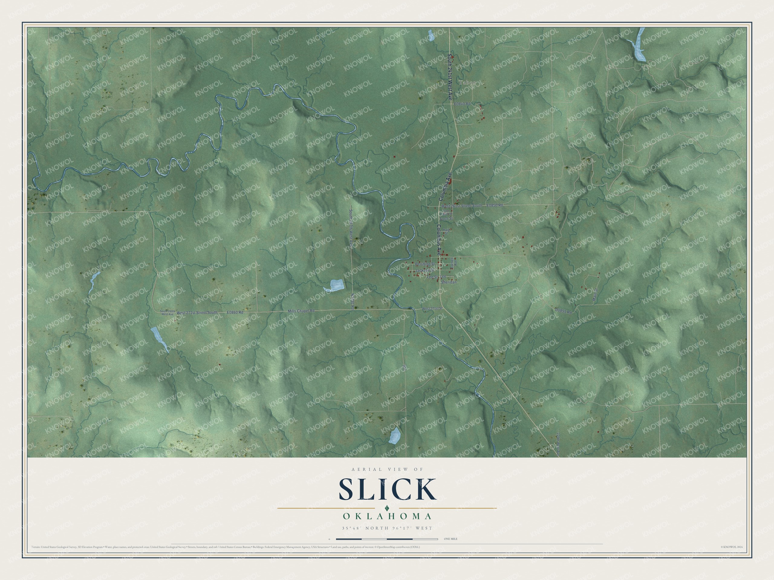 Watermarked full-map preview of Slick, Oklahoma