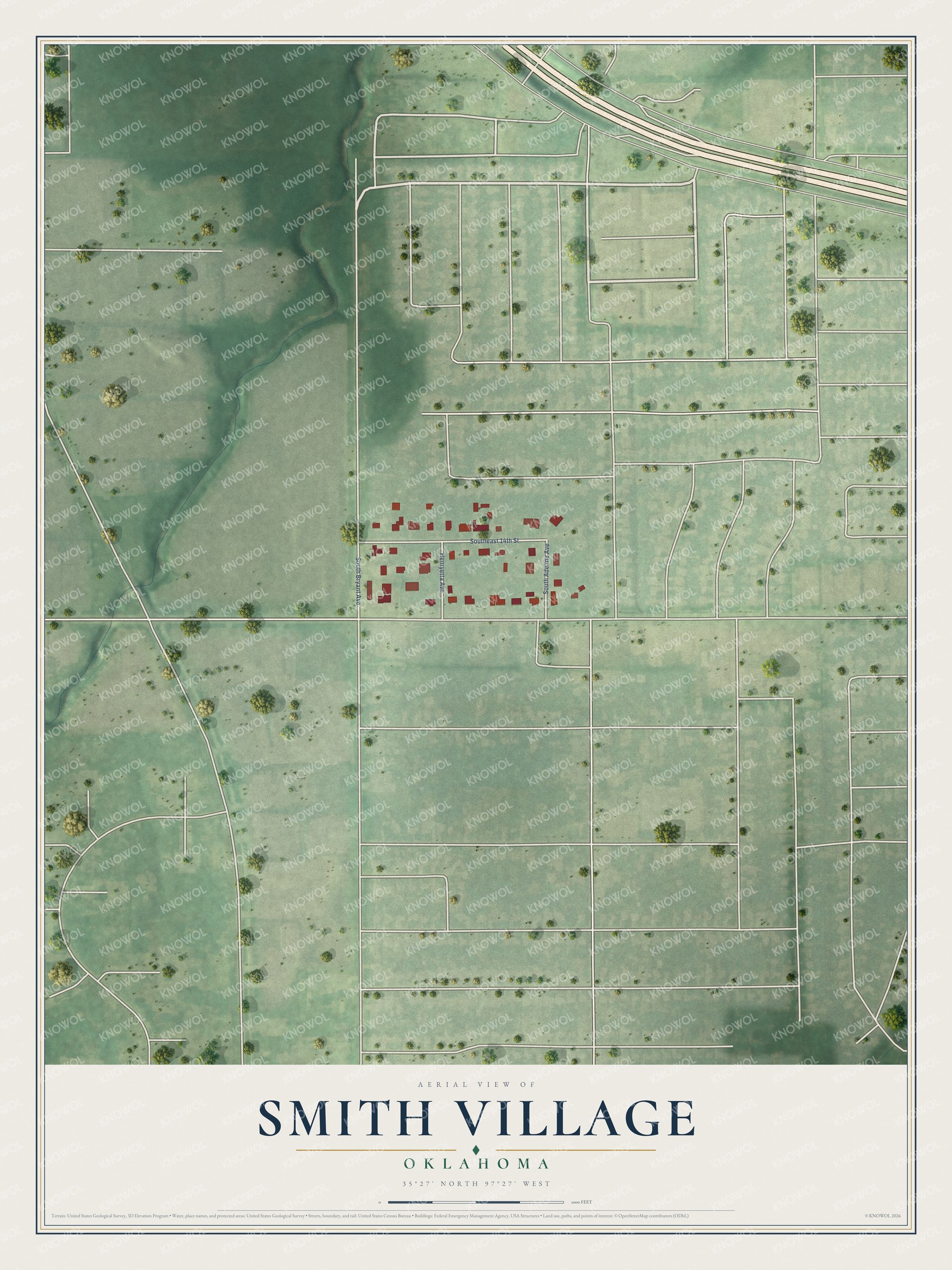 Watermarked full-map preview of Smith Village, Oklahoma
