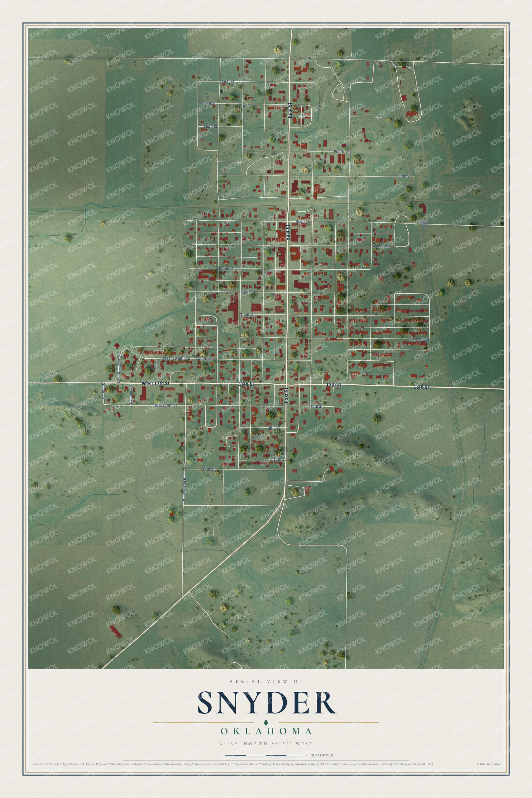 Watermarked full-map preview of Snyder, Oklahoma