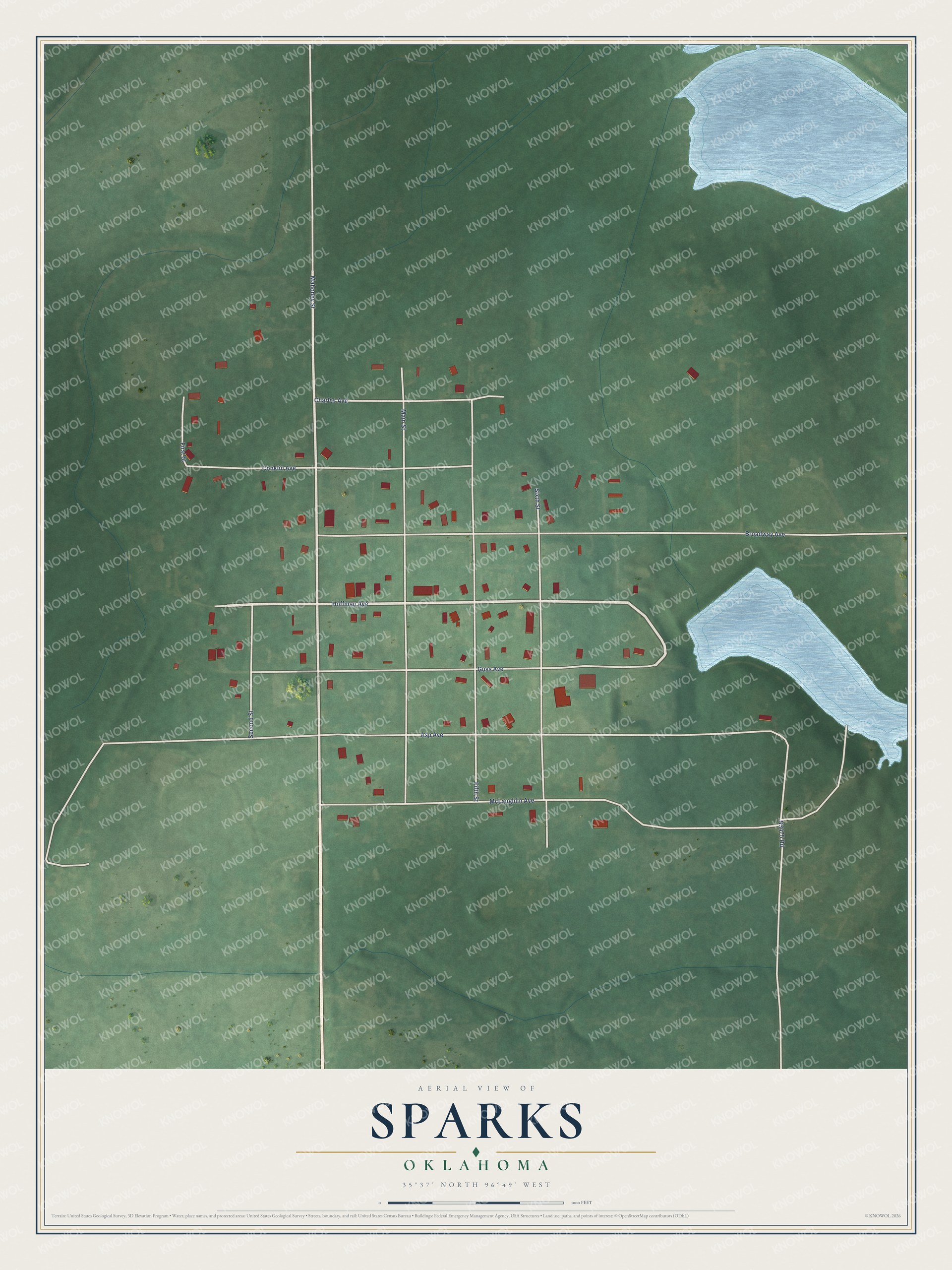 Watermarked full-map preview of Sparks, Oklahoma