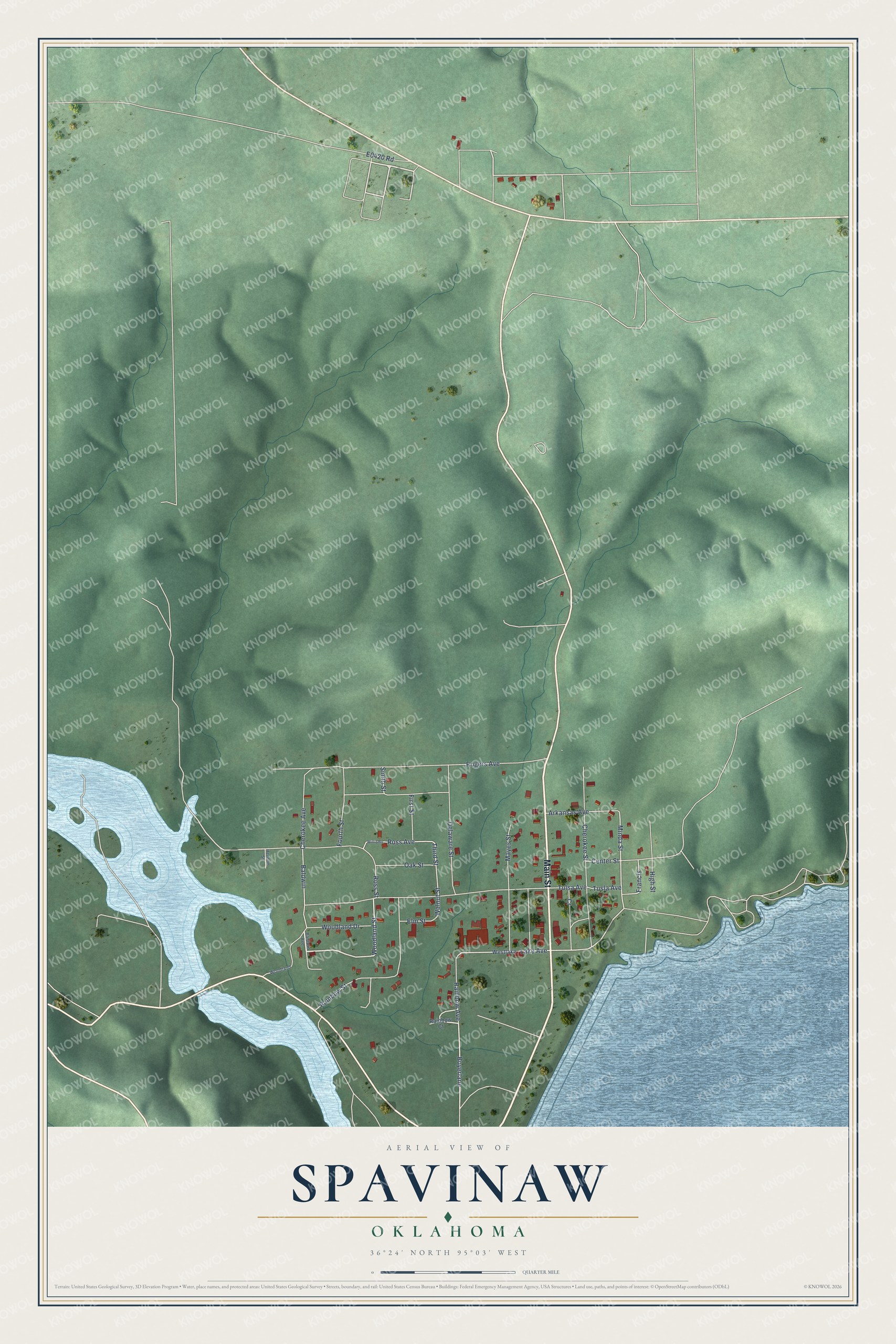 Watermarked full-map preview of Spavinaw, Oklahoma