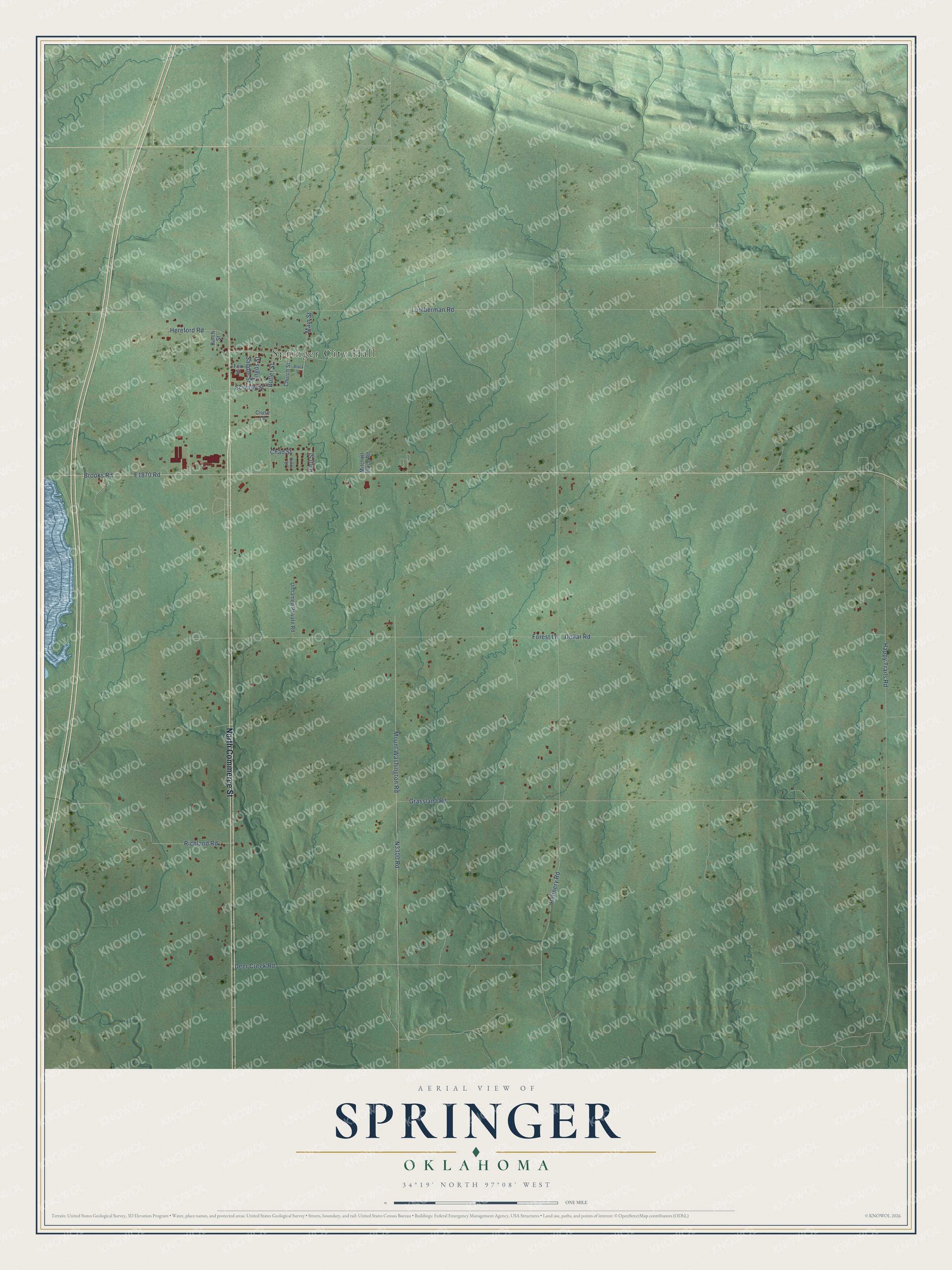 Watermarked full-map preview of Springer, Oklahoma