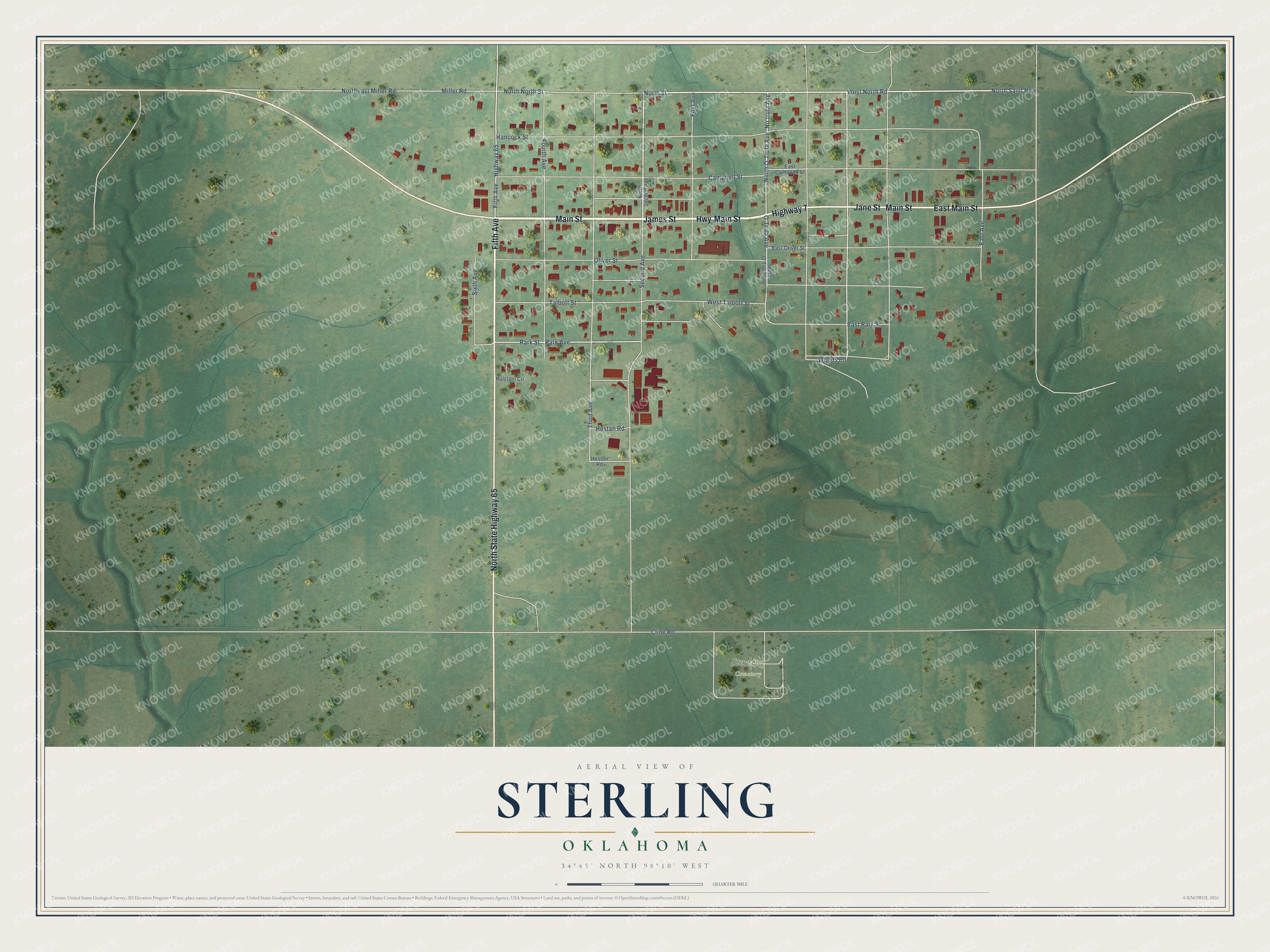 Watermarked full-map preview of Sterling, Oklahoma