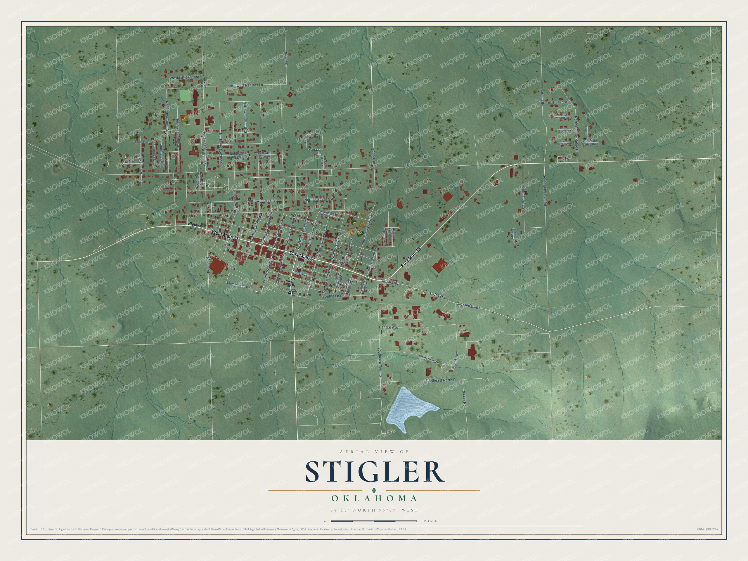 Watermarked full-map preview of Stigler, Oklahoma