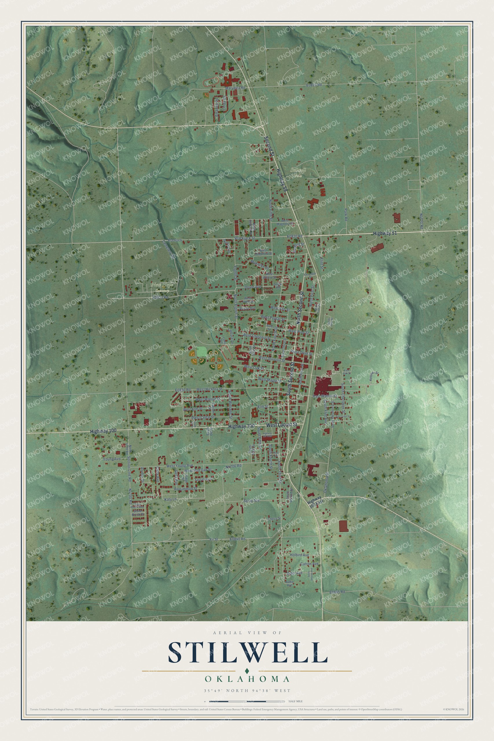 Watermarked full-map preview of Stilwell, Oklahoma
