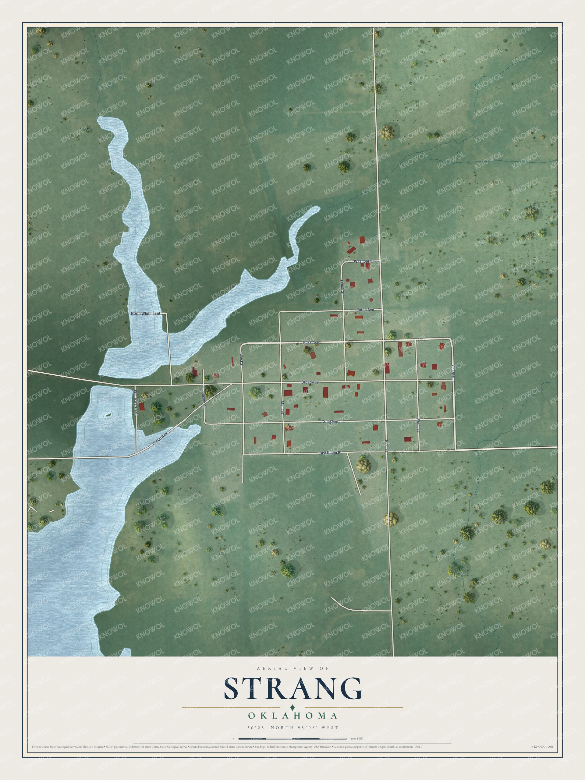 Watermarked full-map preview of Strang, Oklahoma