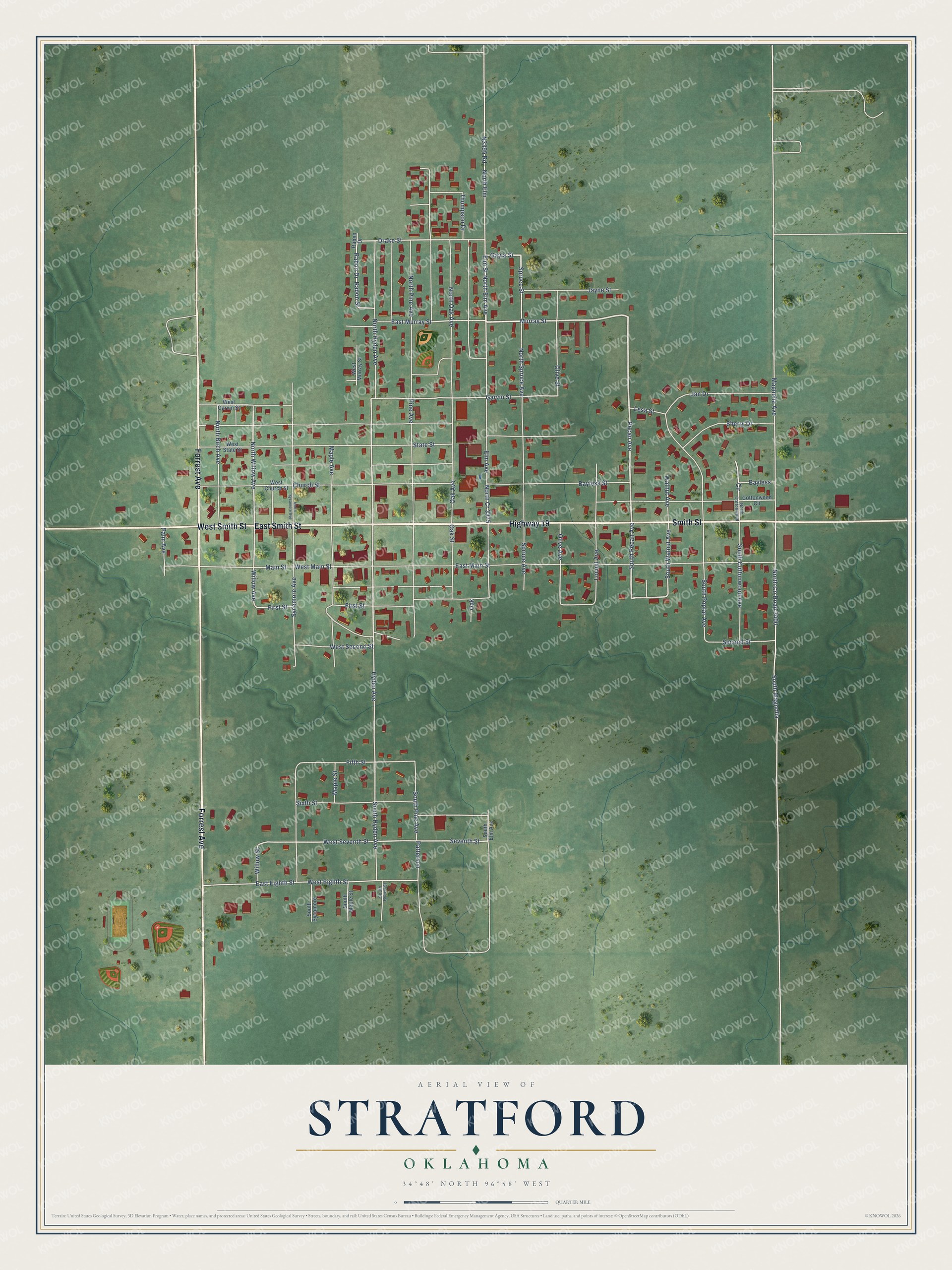 Watermarked full-map preview of Stratford, Oklahoma