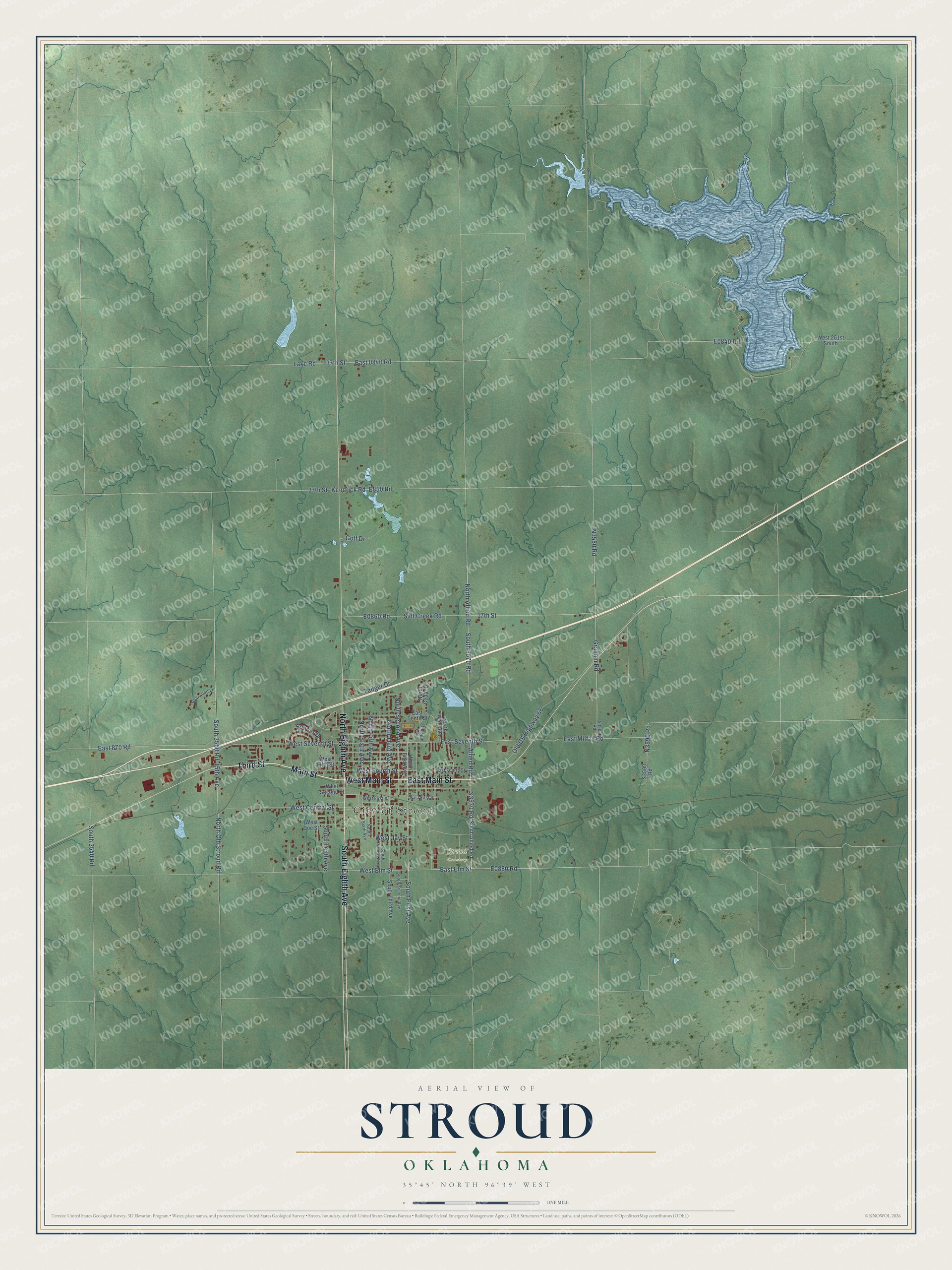 Watermarked full-map preview of Stroud, Oklahoma