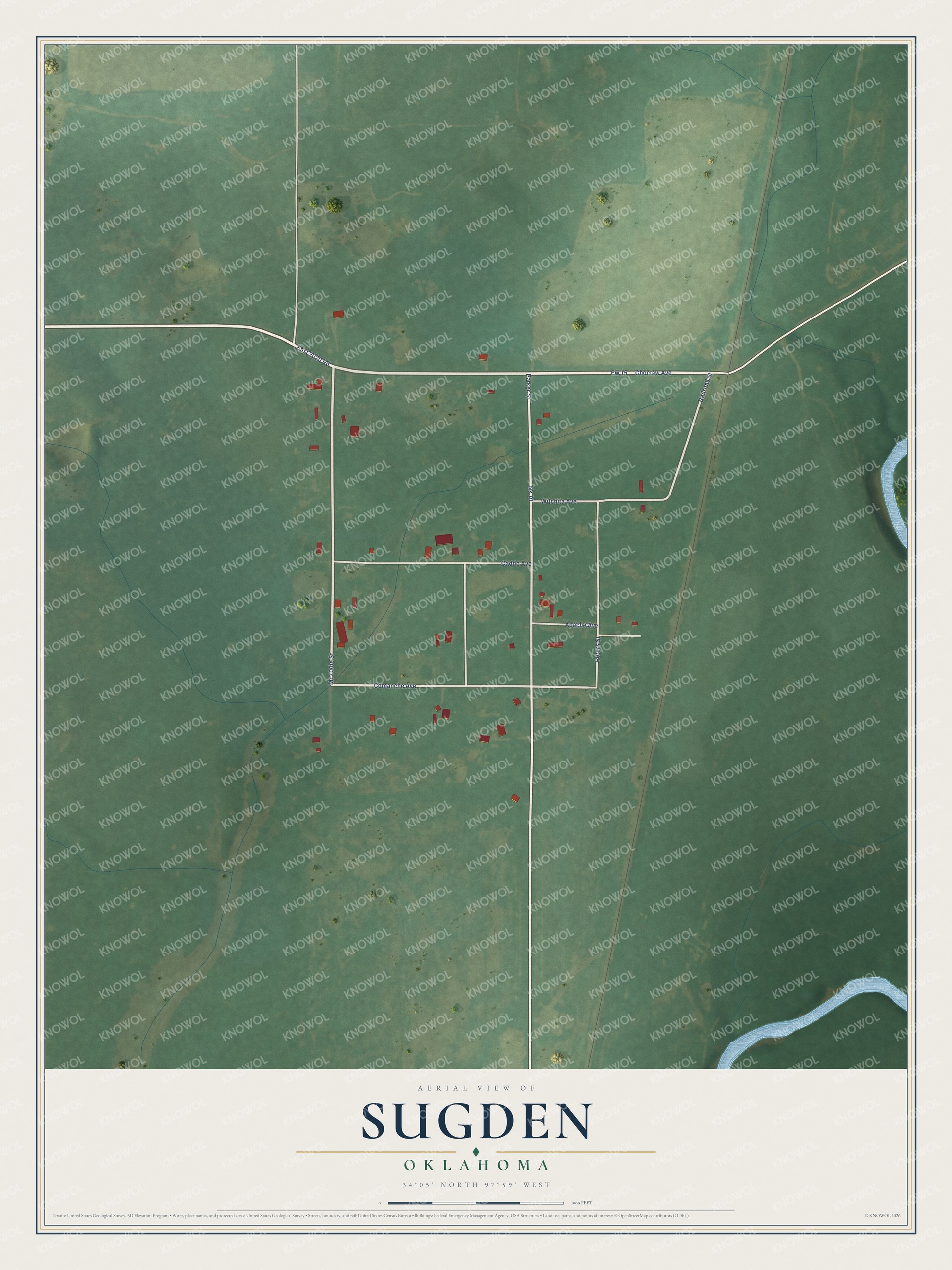 Watermarked full-map preview of Sugden, Oklahoma