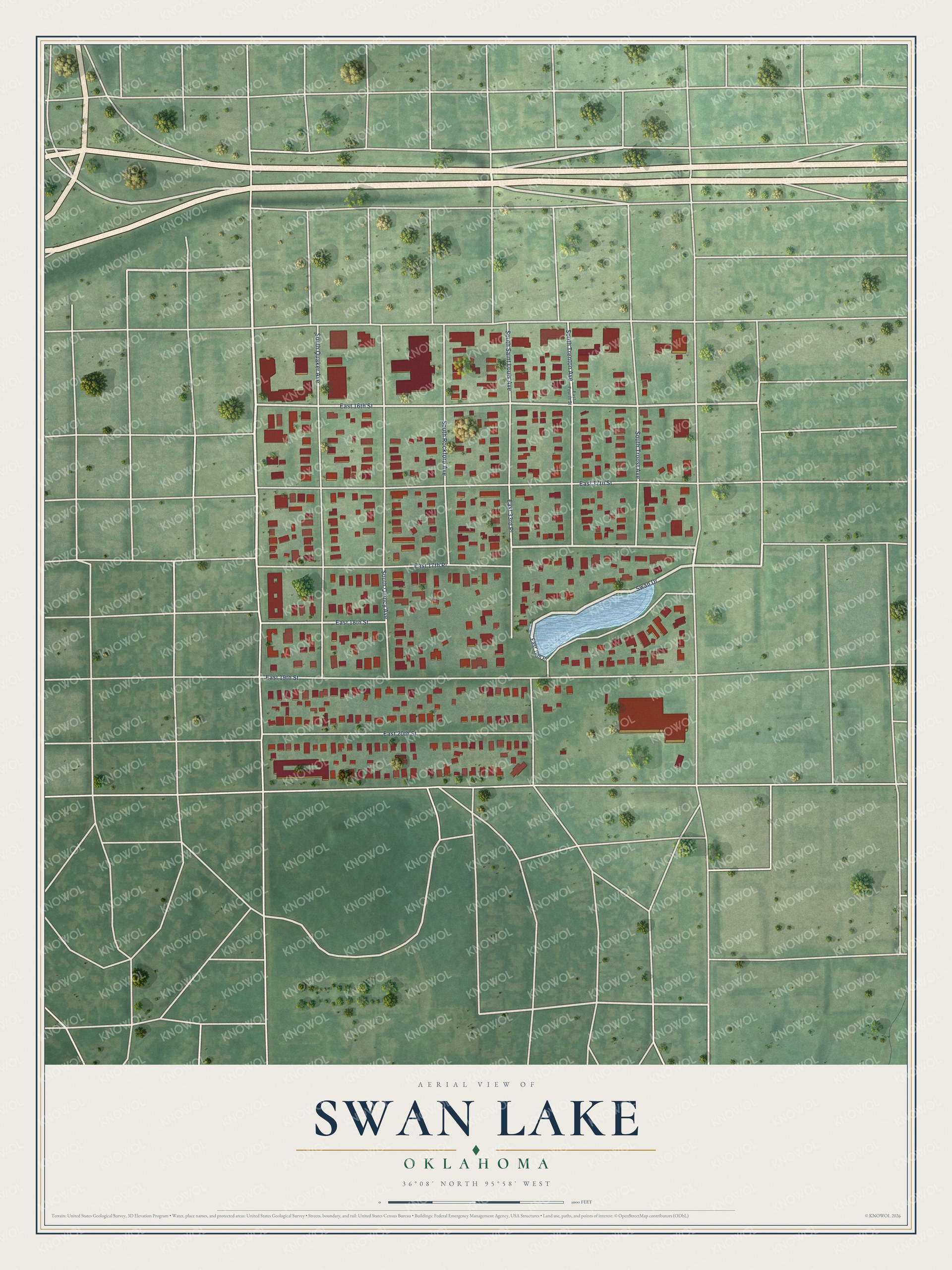 Watermarked full-map preview of Swan Lake, Oklahoma
